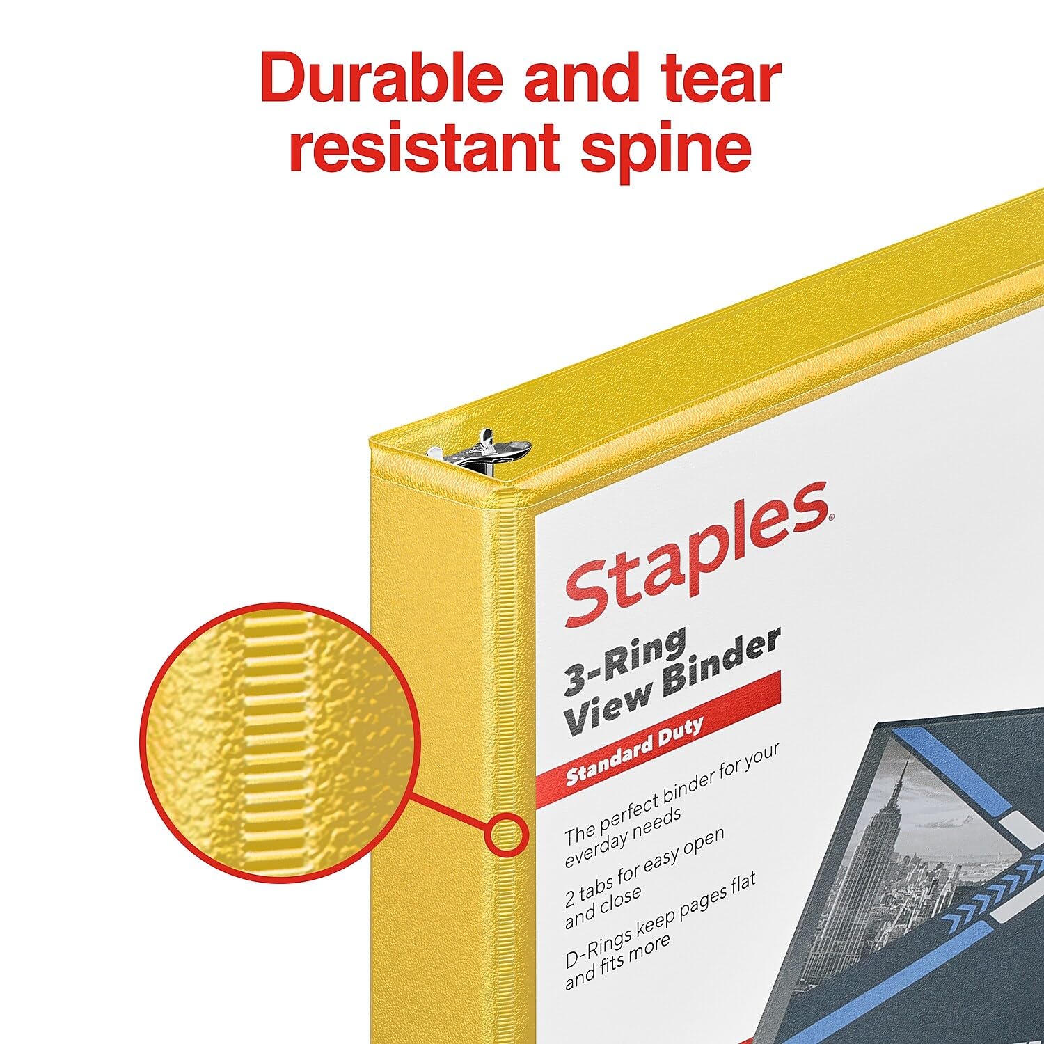 Staples Standard 1 Inch 3-Ring View Binder - Yellow | School, Office & Home Organization Supplies for Documents, Reports & Projects