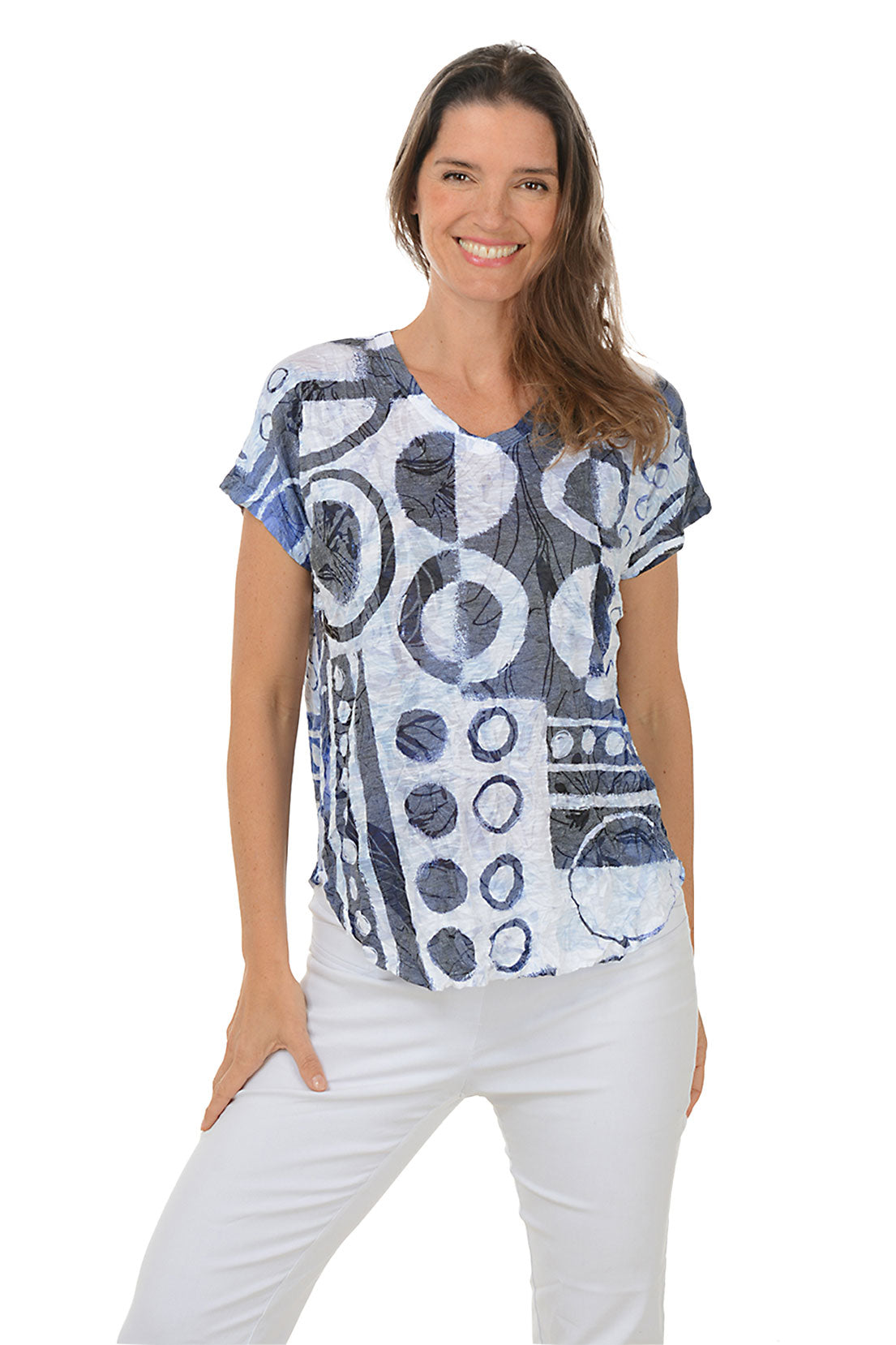 Dottie Crushed Short Sleeve Knit Top for Women - Soft Casual T-Shirt for Summer Outfits, Beach Wear & Everyday Comfort