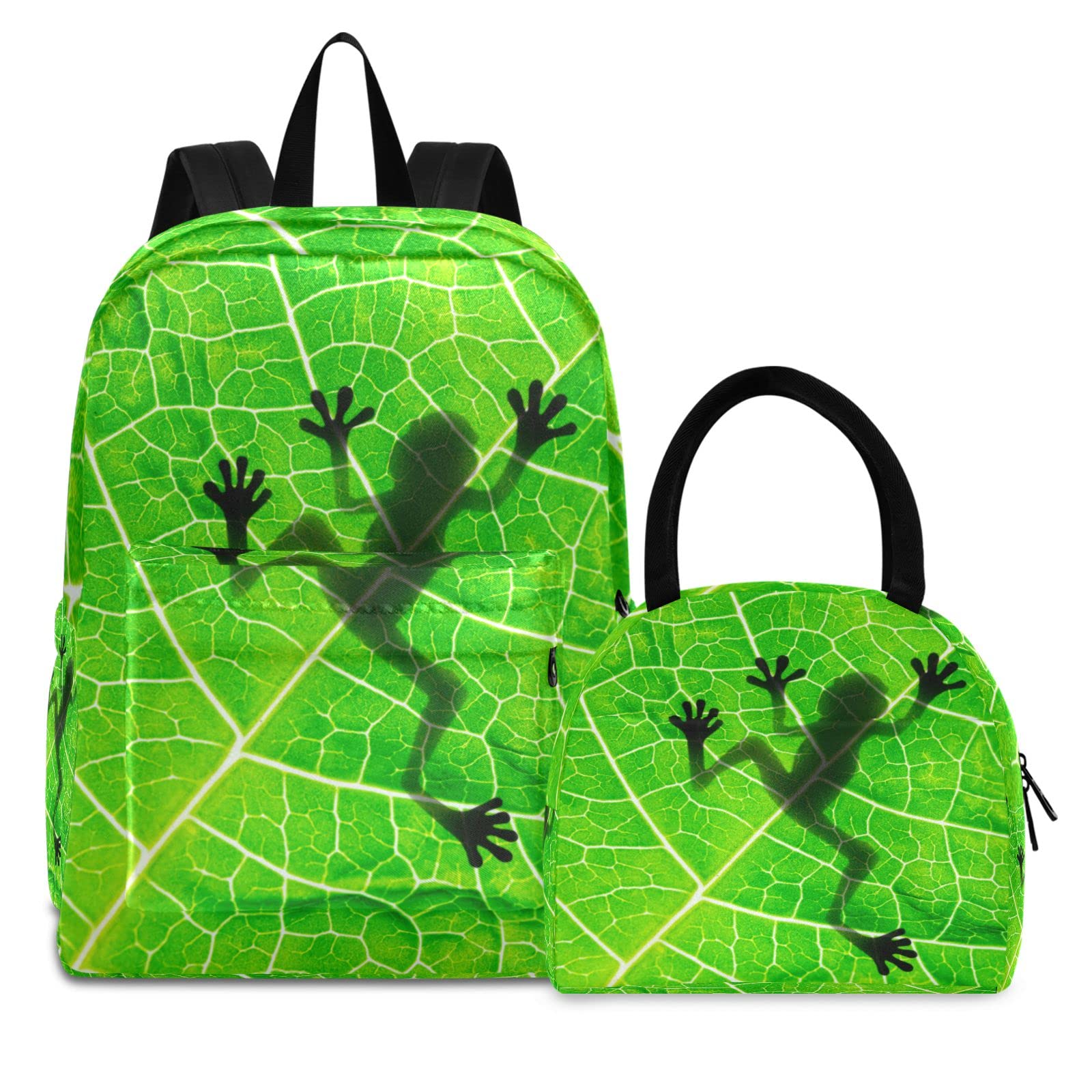 UMIRIKO Frog Animal Print Kids Backpack with Lunch Box Set - Cute School Backpack for Boys & Girls - Perfect for Elementary School, Daycare & Outdoor Adventures