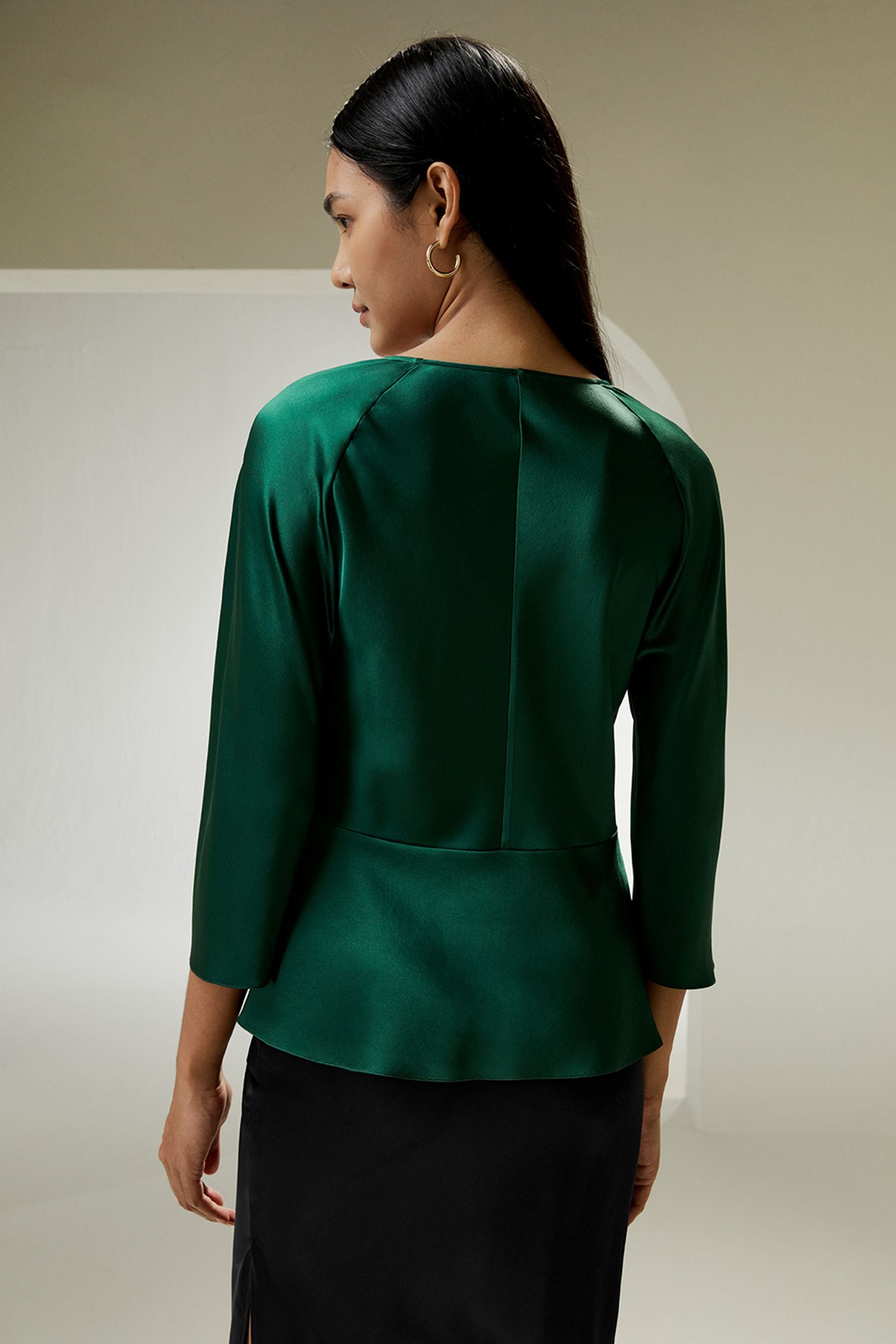 LILYSILK X MIM Women's V-Neck Silk Blouse with Waist Tie - Elegant Satin Shirt for Work, Party & Special Occasions