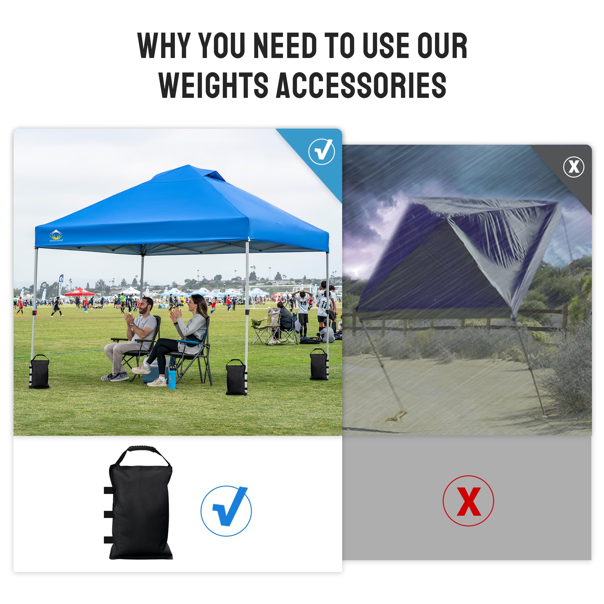 Heavy Duty 112 LBS Sand Bags for Canopy Tent Legs - Premium Weighted Sandbags for Pop Up Tents, Outdoor Events & Market Stalls - Durable Canopy Stabilizer Weights (Black) - Perfect for Beach Weddings, Farmers Markets & Camping Trips