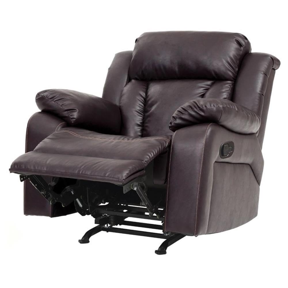 Glory Furniture Daria Faux Leather Rocker Recliner Chair - Dark Brown Living Room Reclining Chair for Relaxation & Comfort