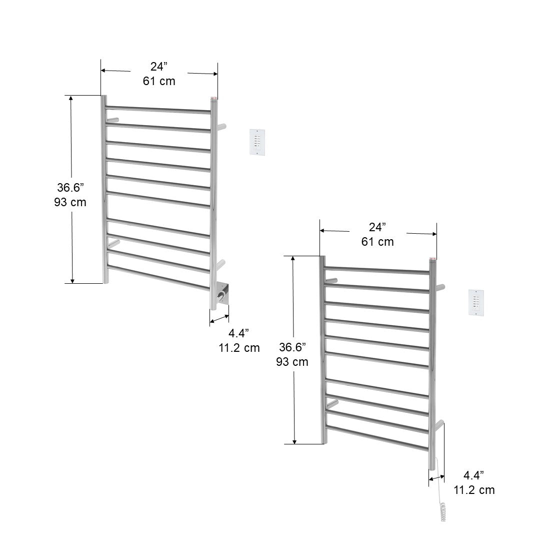 Novara Dual 10 Bar Wall Mounted Stainless Steel Towel Warmer with Timer - Bathroom Luxury Heated Towel Rack for Spa, Hotel & Home Use
