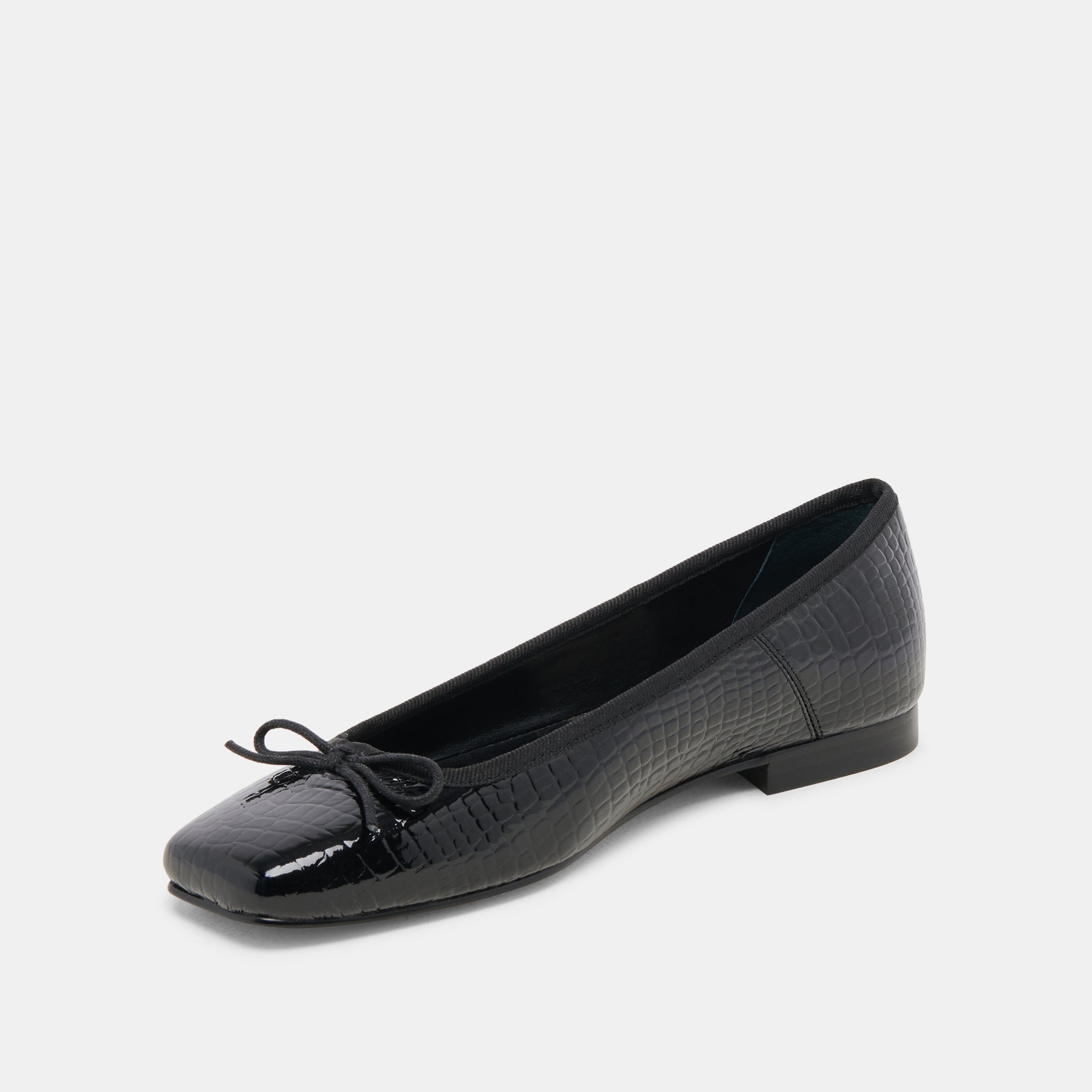 ANISA Noir Embossed Leather Ballet Flats - Women's Comfortable & Stylish Shoes for Work, Casual Wear & Dance