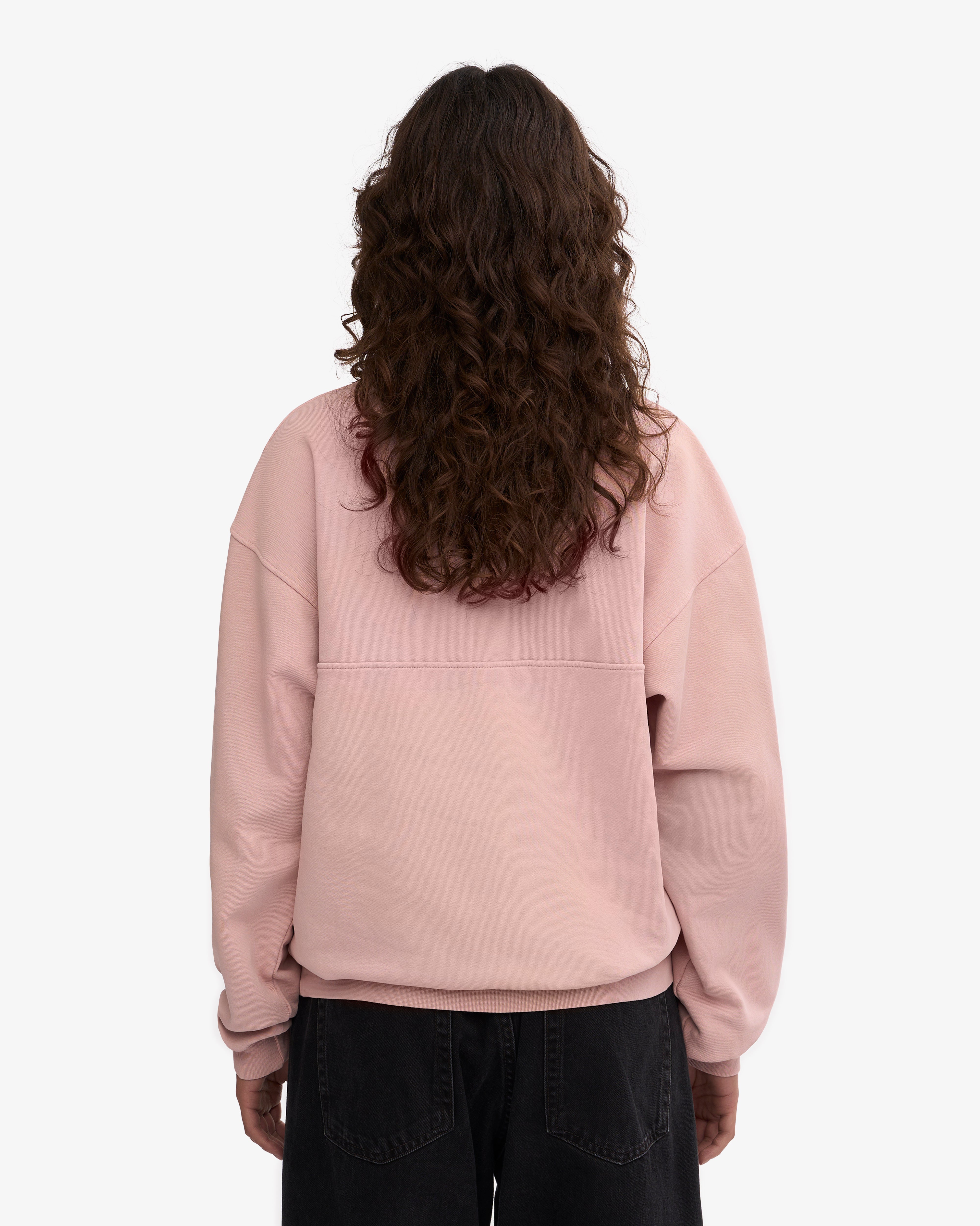 Organic Quarter Zip Sweatshirt for Women - Soft Faded Pink Pullover | Casual Wear, Outdoor Activities & Layering