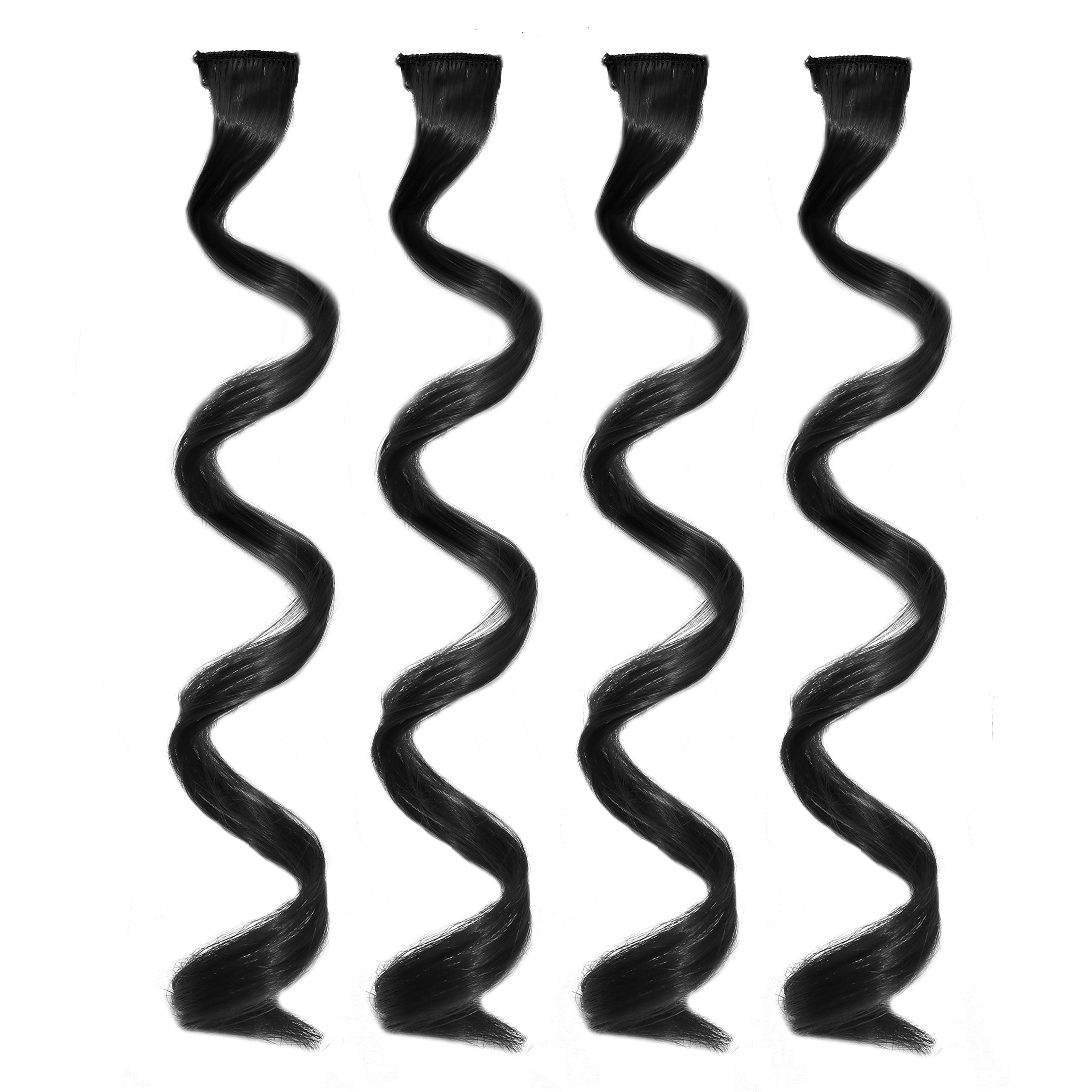 Rapidsflow® Colored Hair Extensions for Women & Girls - 4-Piece Set of Real Human Hair Highlights in Blue | Perfect for Parties, Cosplay & Fashion Styling