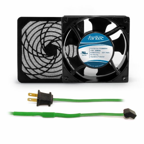 GCAB703 120mm Cabinet Cooling Fan Kit with Fan, Filter & Cord - 120V AC for Computer Case, Server Rack & Electronics Cooling