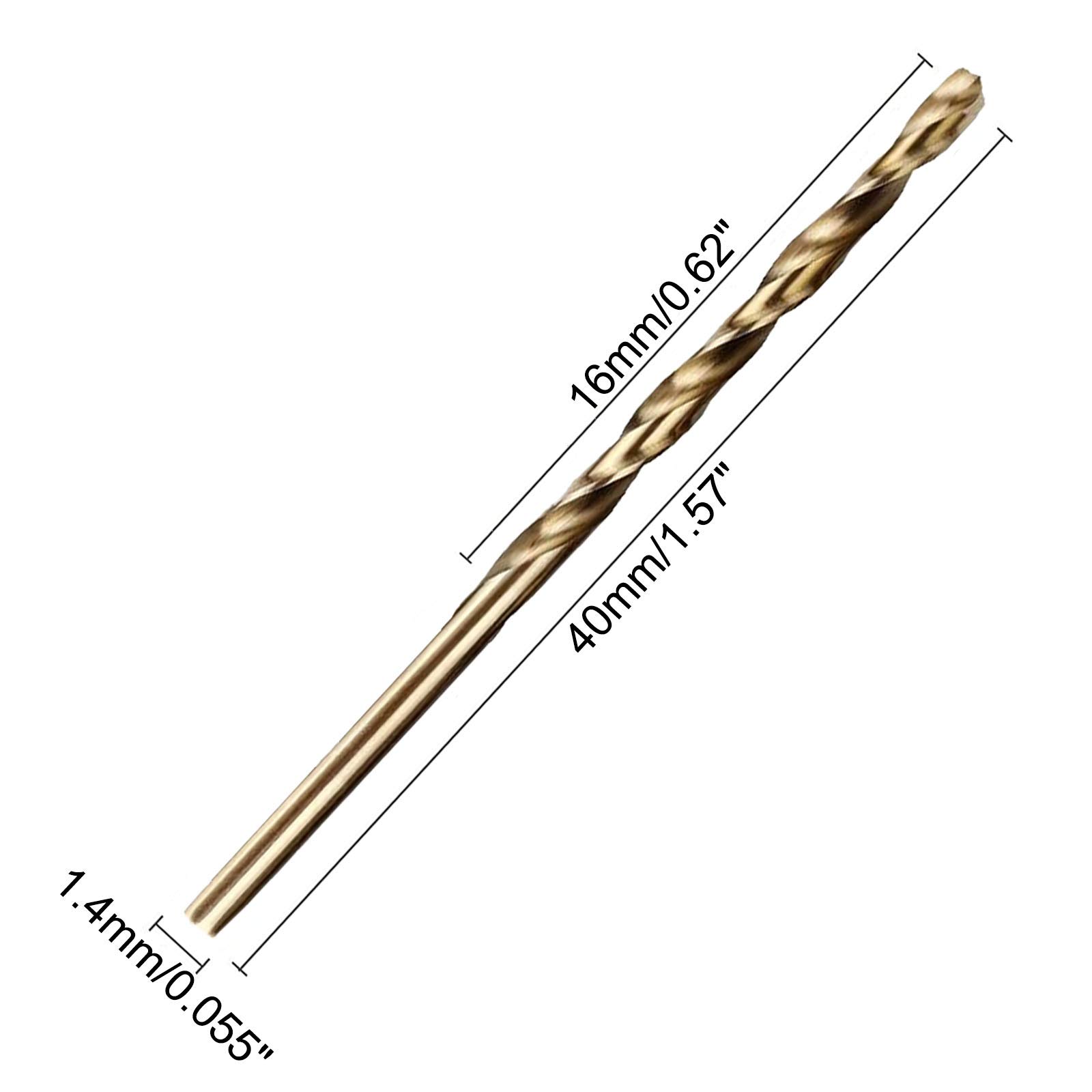 **M35 HSS Cobalt Twist Drill Bit Set - 1.4mm Diameter, 10 Pcs, Straight Shank for Metal, Wood & Plastic - Perfect for DIY, Jewelry Making & Precision Drilling**