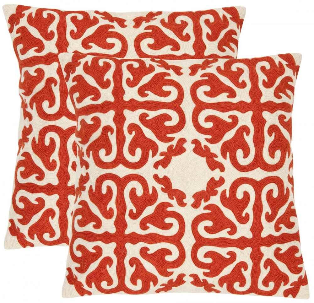 Safavieh Moroccan Orange Sunburst Throw Pillows Set of 2 - 18x18 Inch Decorative Cushions for Sofa, Bed, Living Room & Home Decor