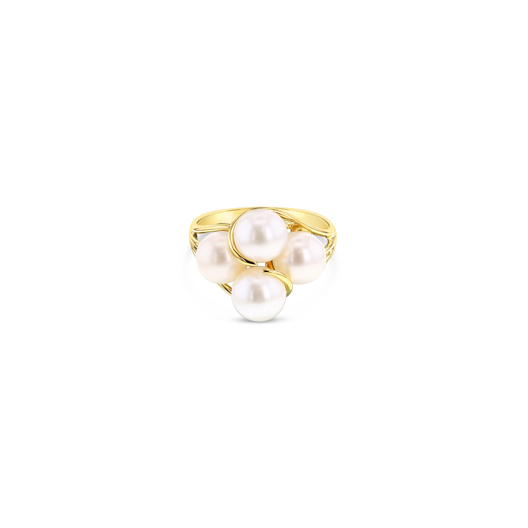14K Yellow Gold Freshwater Pearl Cluster Ring for Women - Elegant Bridal Jewelry, Wedding Gift, Anniversary Present & Special Occasion Accessory