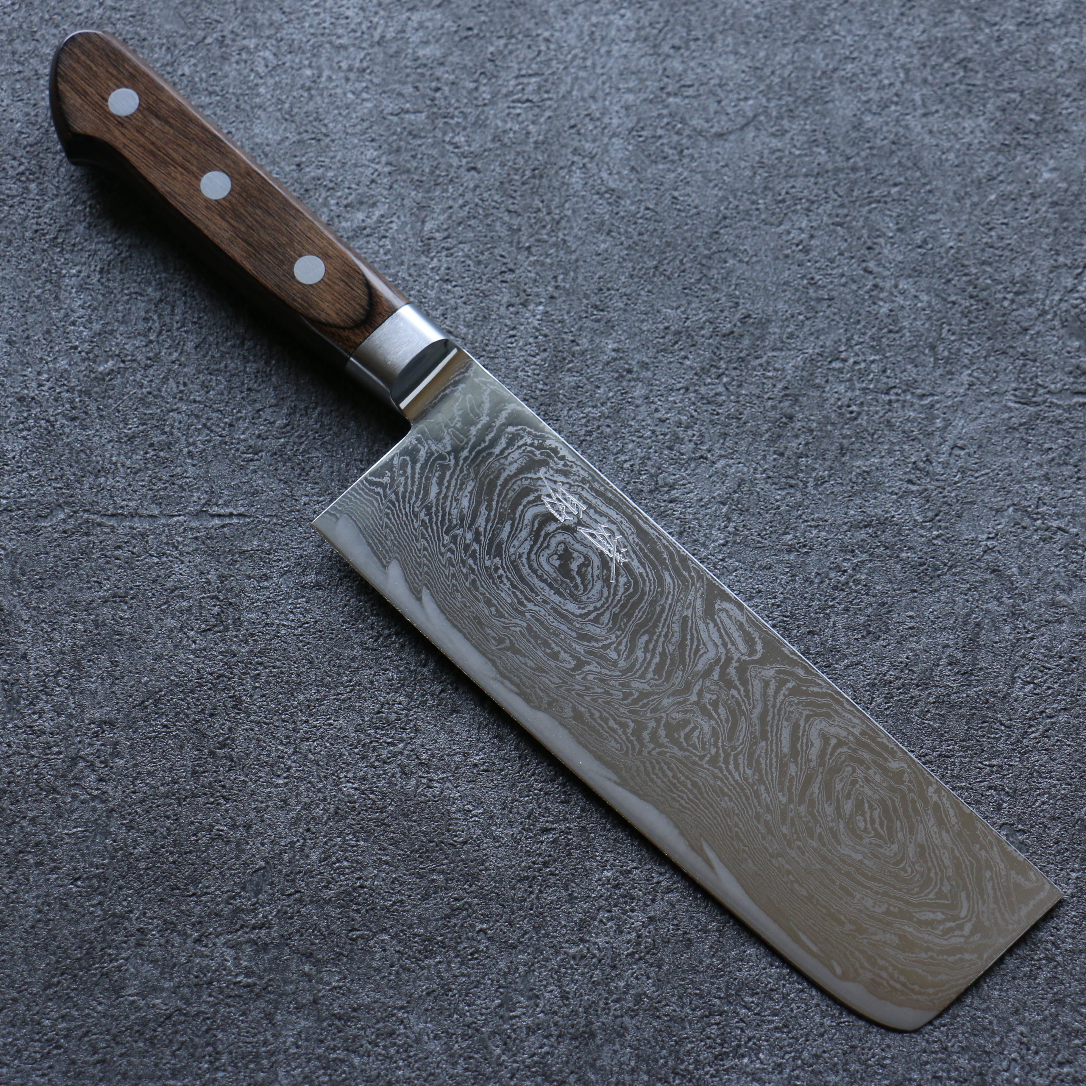 Premium Seisuke Nami AUS10 Damascus Nakiri Knife 165mm - Mirrored Finish, Brown Pakka Wood Handle - Japanese Chef Knife for Slicing Vegetables & Sushi Preparation