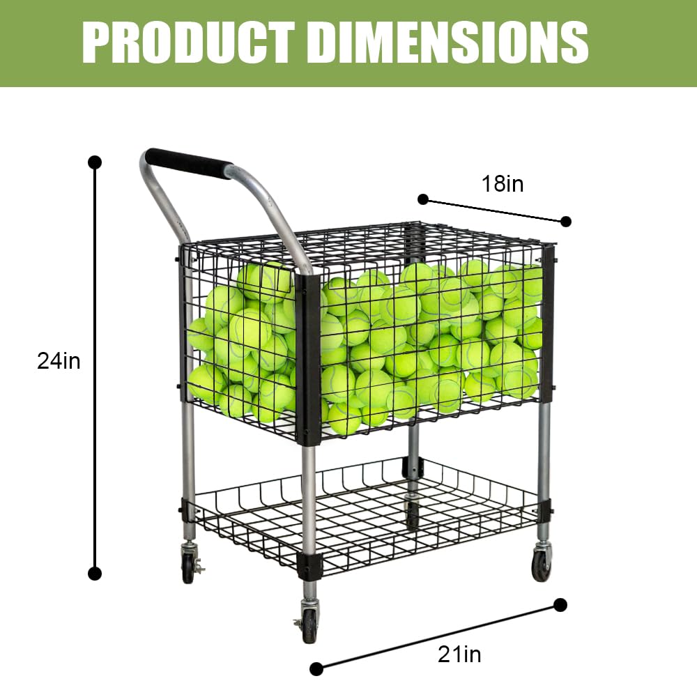 Premium Tennis Ball Cart with Wheels - Heavy Duty Portable Tennis Ball Holder Basket for Training & Coaching - Large Capacity for Sports Courts & Clubs - Ideal for Tennis Coaches, Players & Practice Sessions