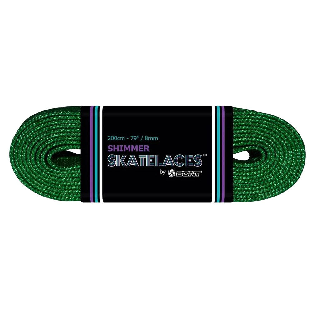 Bont Shimmer Waxed Lace Tinkerbell Green 8mm Roller Skating Laces - Perfect for Artistic Skating, Derby & Outdoor Roller Skates