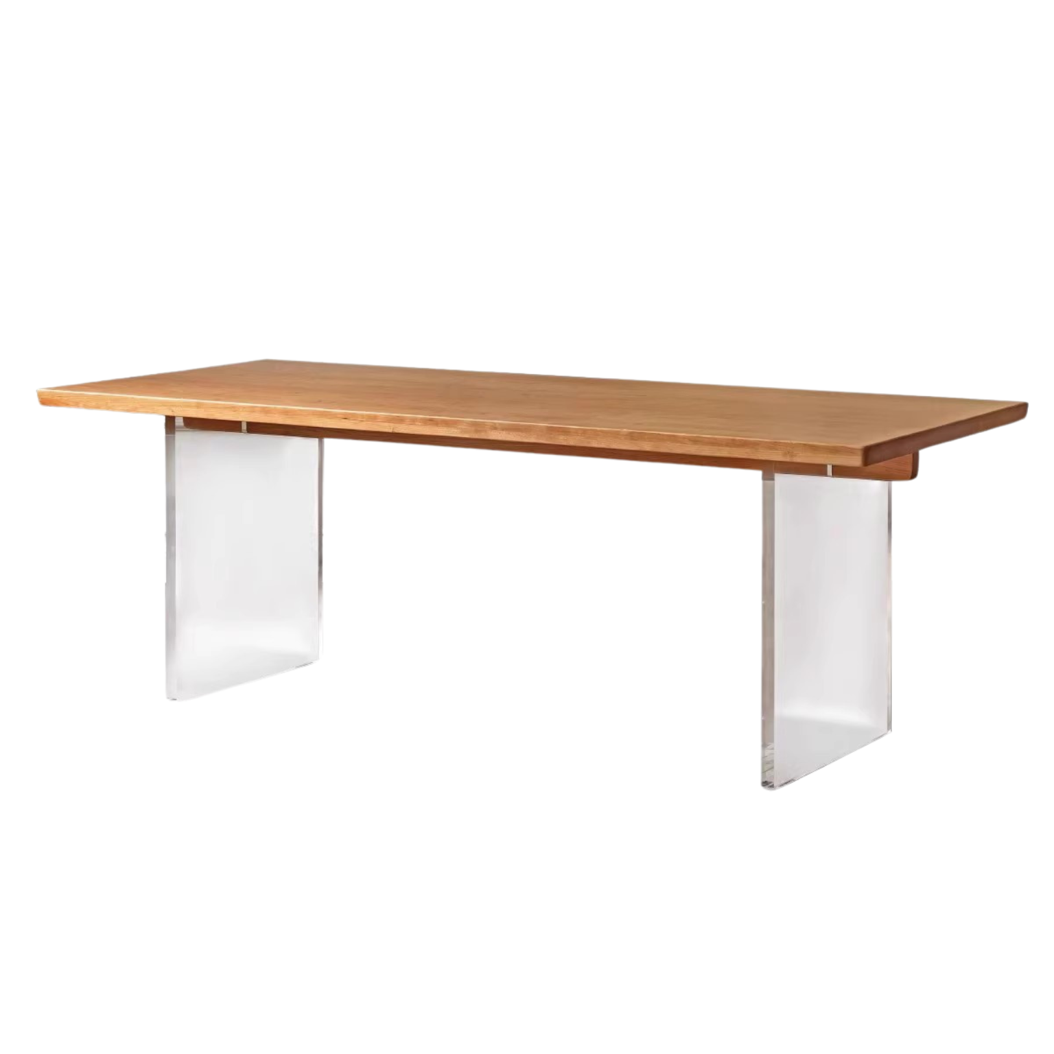 Solid Oak & Cherry Wood Acrylic Suspension Dining Table - Modern Floating Design for Small Spaces, Kitchens & Contemporary Dining Rooms