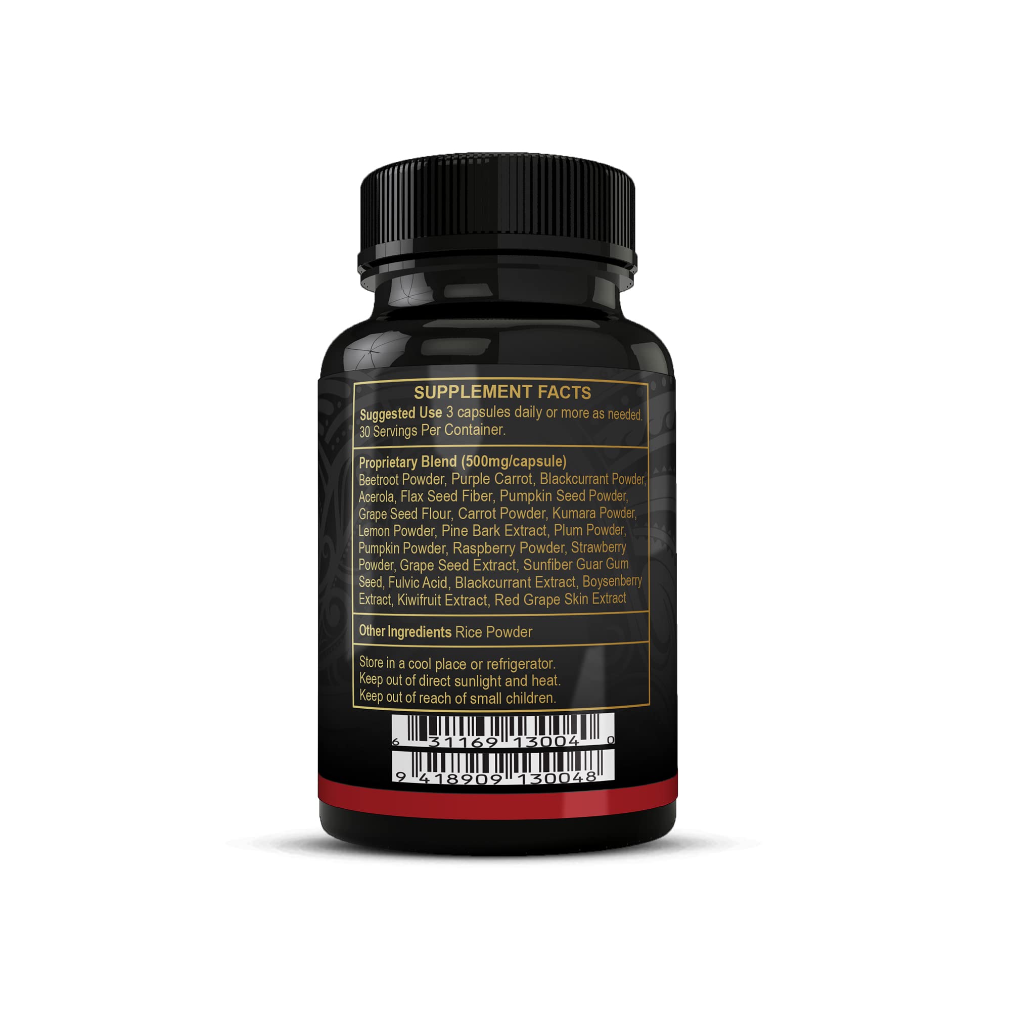 FREZZOR Super Reds Capsules with UAF1000+ | All-Natural New Zealand Red Superfood Energy Supplement | Antioxidant-Rich Red Fruits, Vegetables & Beets | 540 Capsules (6 Bottles) | Boost Energy & Immunity for Active Lifestyles