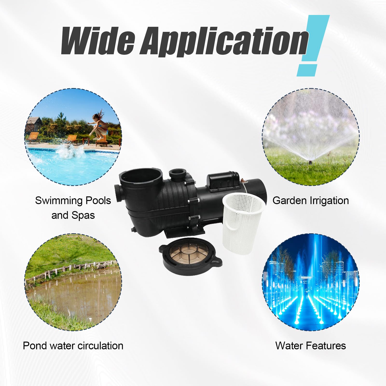 DOE-Compliant 1.5HP Dual Voltage 115/230V Swimming Pool Pump - 75GPM Flow Rate for In-Ground & Above Ground Pools - 1.25