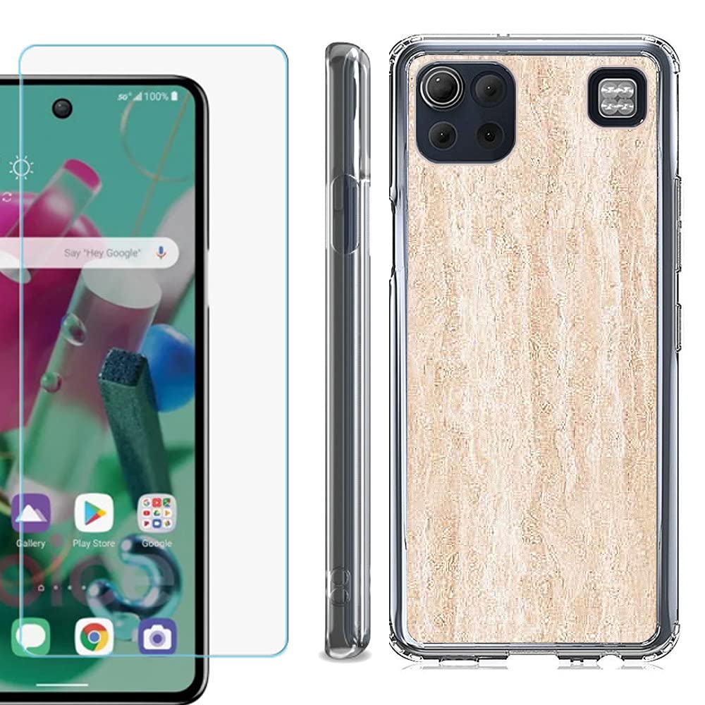 Shockproof LG K92 5G Phone Case with Tempered Glass - Marble/Coffee for Outdoor Protection