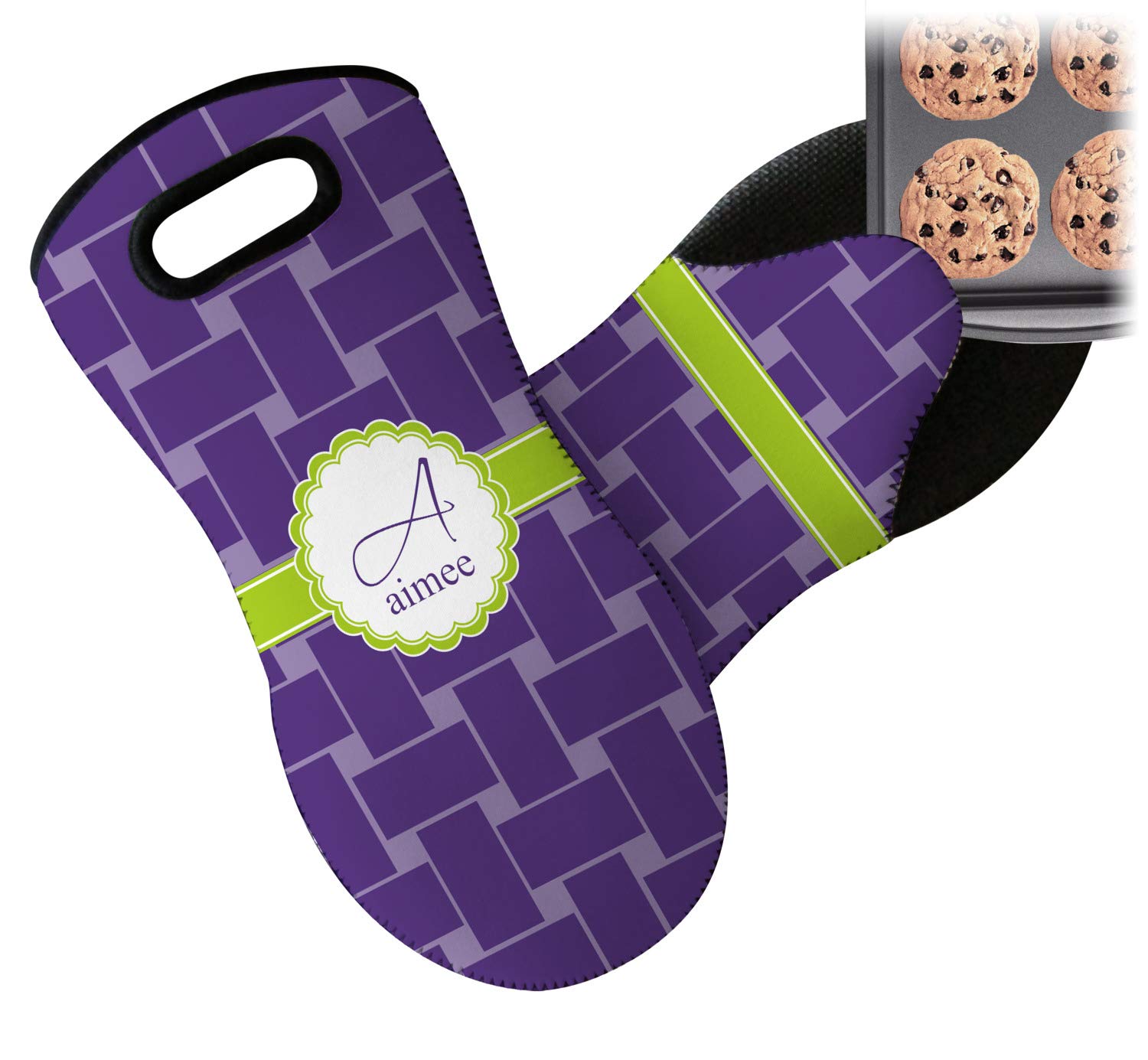 Custom Personalized Waffle Weave Neoprene Oven Mitt with Name & Initial - Heat Resistant Kitchen Glove for Baking, Grilling, Cooking - Perfect Gift for Chefs & Home Cooks