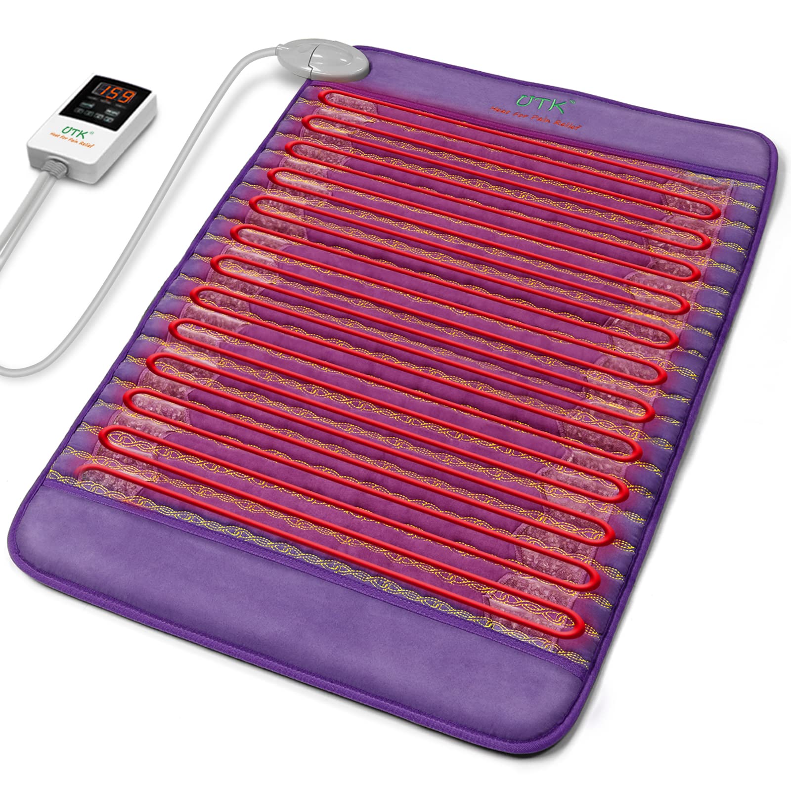 UTK Amethyst Far Infrared Heating Pad for Back Pain Relief - 21