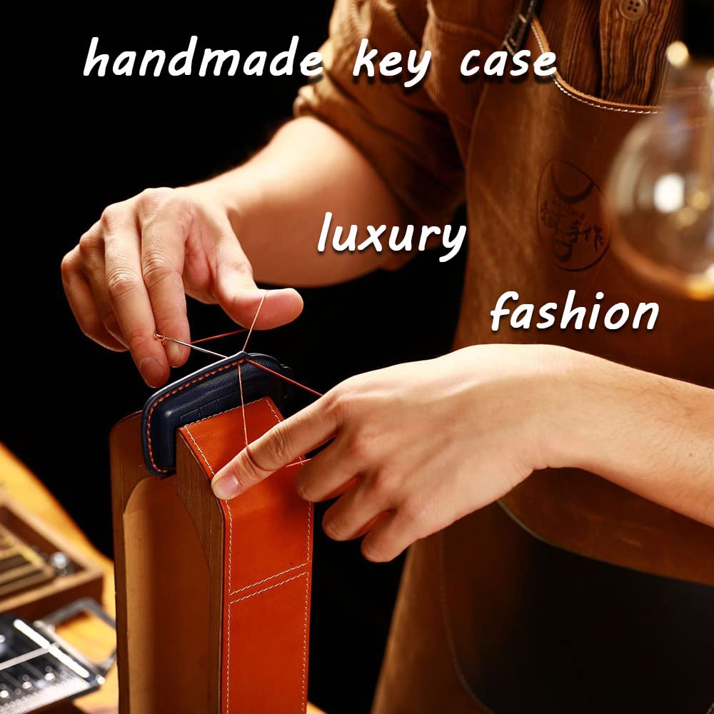 HIBEYO Genuine Leather Key Case Cover for Honda Accord Civic CRV Pilot CR-Z - Smart Car Key Protector with Keychains (Red) - Perfect for Daily Use, Travel & Key Protection