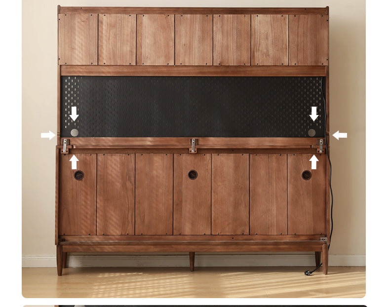 Solid Black Walnut Wood Sideboard Buffet Cabinet - Elegant Dining Room Storage for China, Linens & Entertaining Essentials