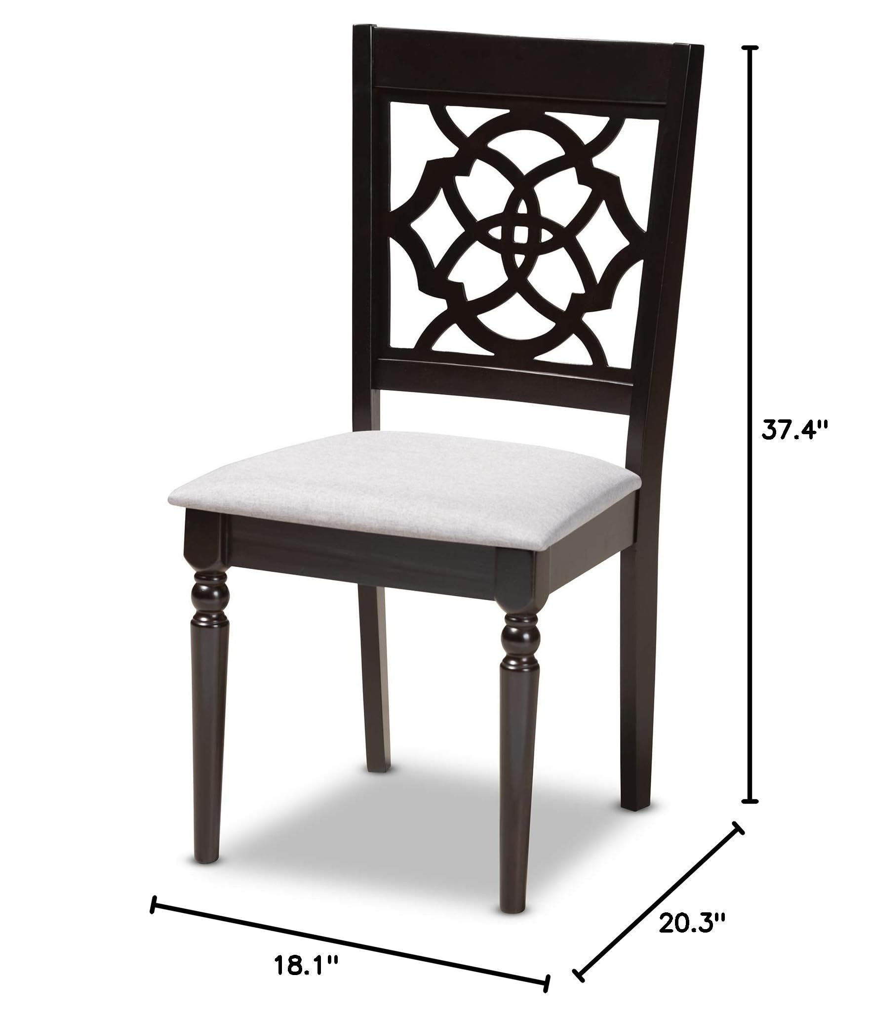 Baxton Studio Renaud Dining Chair - Grey Fabric Upholstered with Espresso Brown Wood Frame - Modern Kitchen & Dining Room Furniture for Home & Restaurant Use