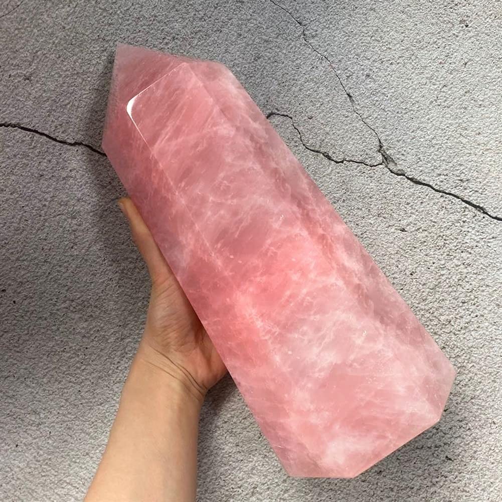 DOURU Natural Pink Rose Quartz Crystal Obelisk Wand - 1200g Healing Energy Stone for Meditation, Reiki, Chakra Balancing & Home Decor