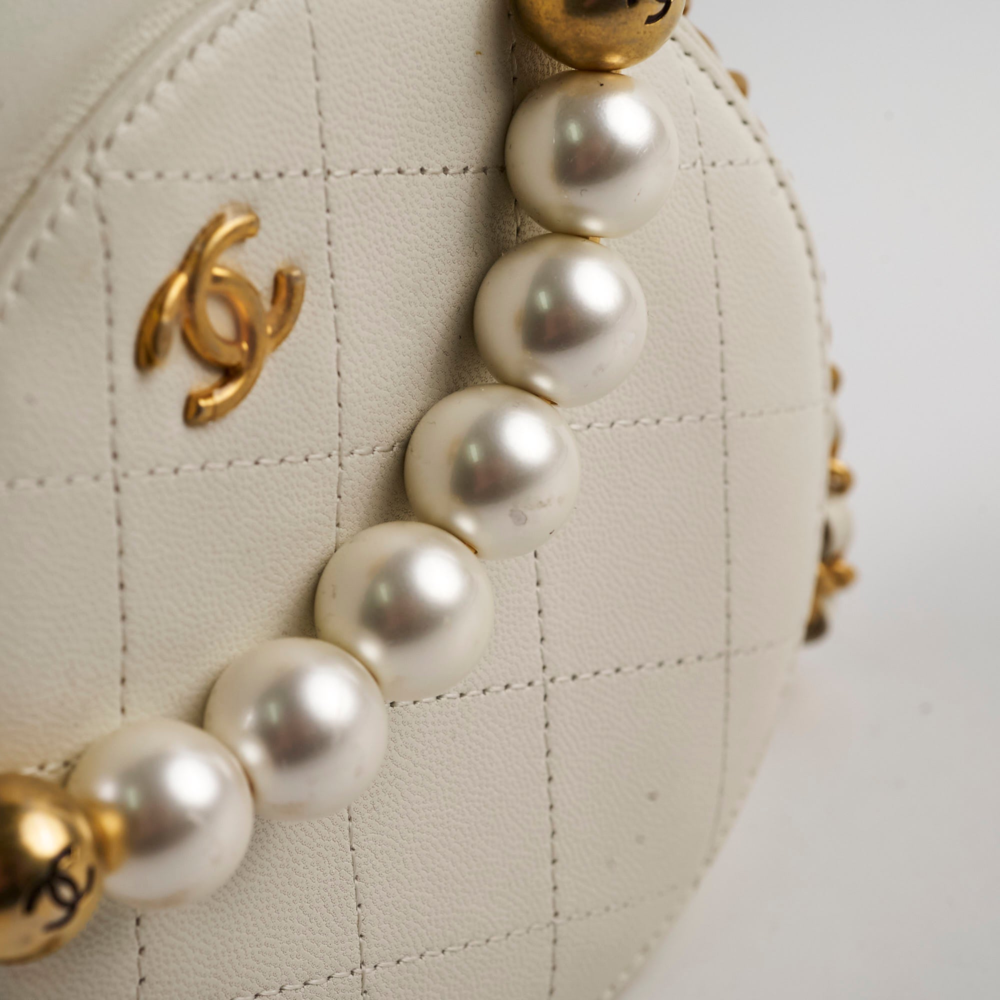 Chanel White Pearl Round Bag - Luxury Designer Handbag for Women | Perfect for Parties, Weddings & Special Occasions