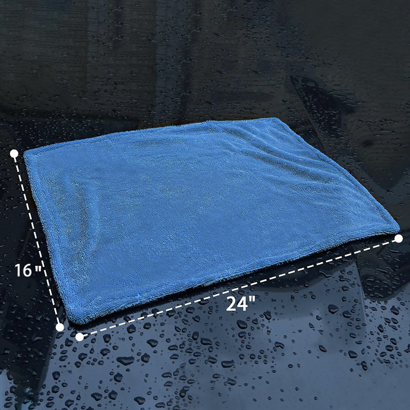 Twisted Loop Microfiber Drying Towel - 16x24 Inch Ultra Absorbent 1200 GSM Car Detailing Towel for Auto, Boat & Motorcycle Cleaning - Quick Dry & Scratch-Free