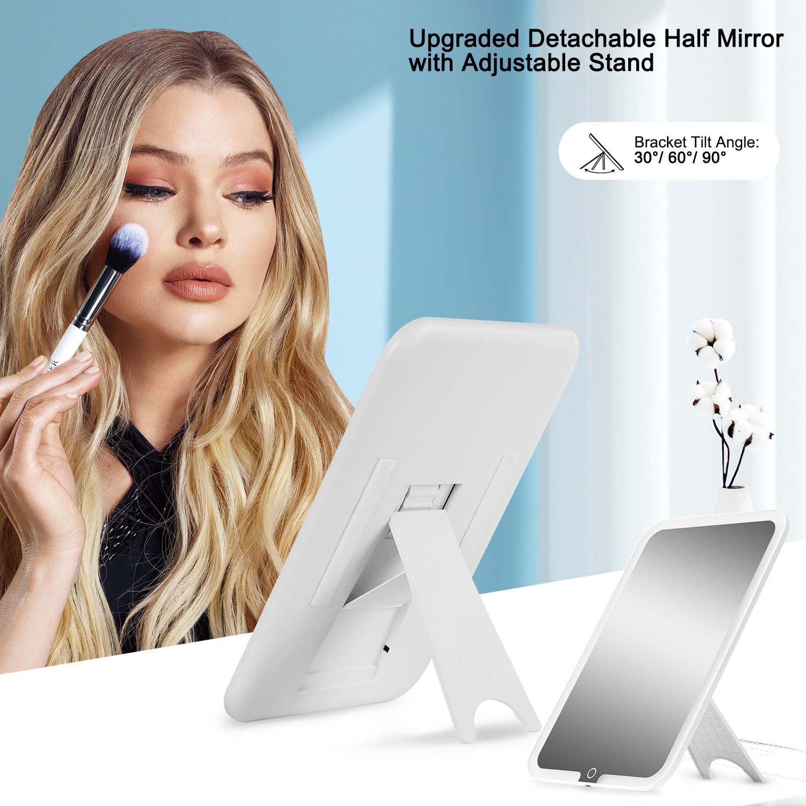 Large Travel Makeup Bag with LED Mirror - 3-Color Adjustable Dimming, Detachable Stand Mirror, Adjustable Dividers & Brush Holder | Perfect for Travel, Home Vanity & Professional Makeup Artists (Black)