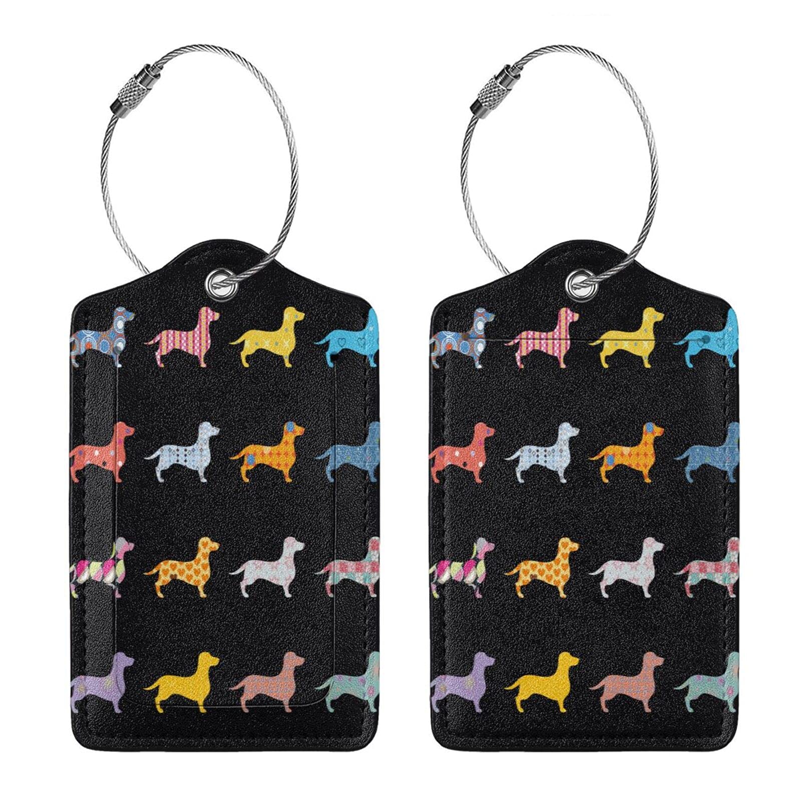 Dachshund Luggage Tag for Travel - Cute PU Leather Baggage ID Tag with Privacy Cover & Steel Loop - Perfect for Women, Men & Kids - Ideal for Suitcases, Backpacks & Carry-Ons