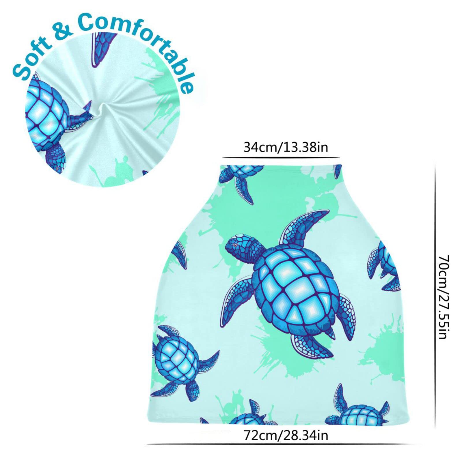 Premium Nursing Cover & Breastfeeding Scarf - Soft Breathable Baby Car Seat Canopy & Stroller Cover in Sea Turtle Blue Ocean Design for Boys & Girls | Ideal for Nursing, Shopping, Travel & Outdoor Activities