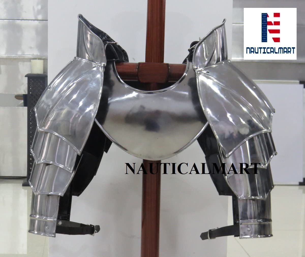 Steel Warrior Pauldron - Authentic Medieval Shoulder Armor Set for LARP, Cosplay & Renaissance Fairs | Durable Metal Armor for Historical Reenactments & Costume Events