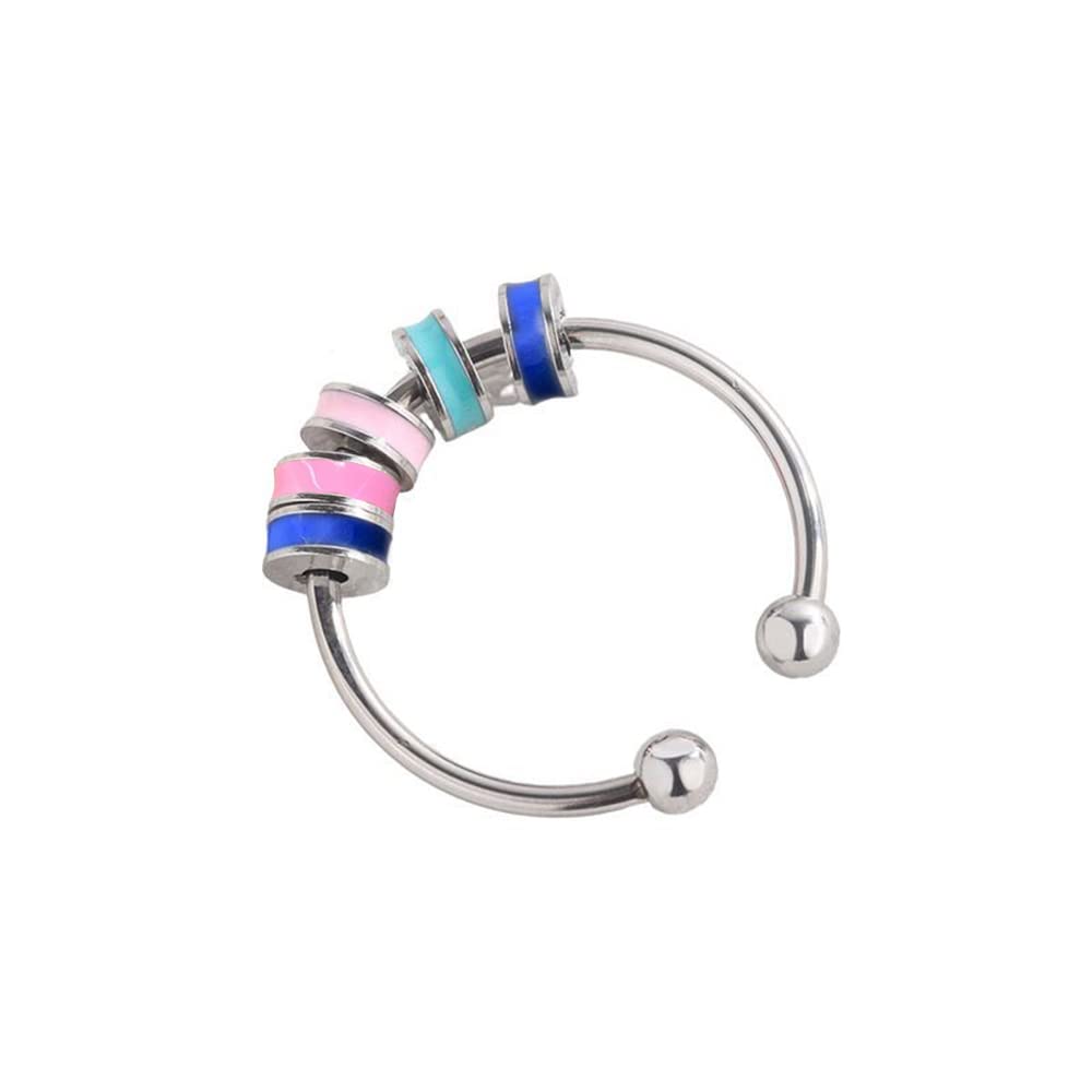 S925 Sterling Silver Fidget Ring with Enamel Spinner Beads - Adjustable Anxiety Relief Jewelry for Women & Girls | Stress Relief, Stackable Band Gift for Daughter, Girlfriend | Perfect for Office, School & Travel