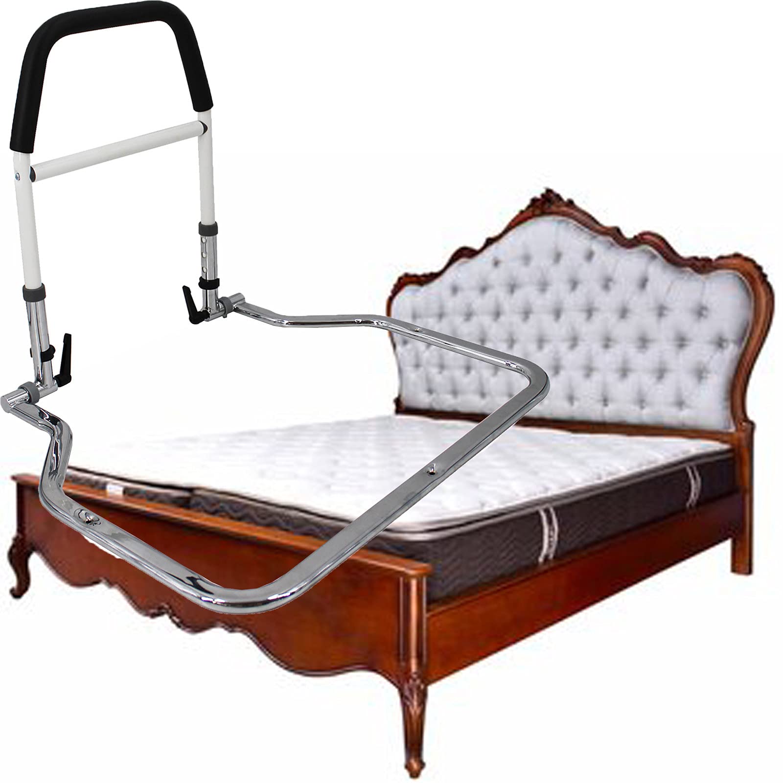Adjustable Bedside Rail for Elderly - Senior Bed Assist Grab Bar with Organizer Pouch | Home Safety Aid for Getting In & Out of Bed | Ideal for Seniors, Disabled & Post-Surgery Recovery