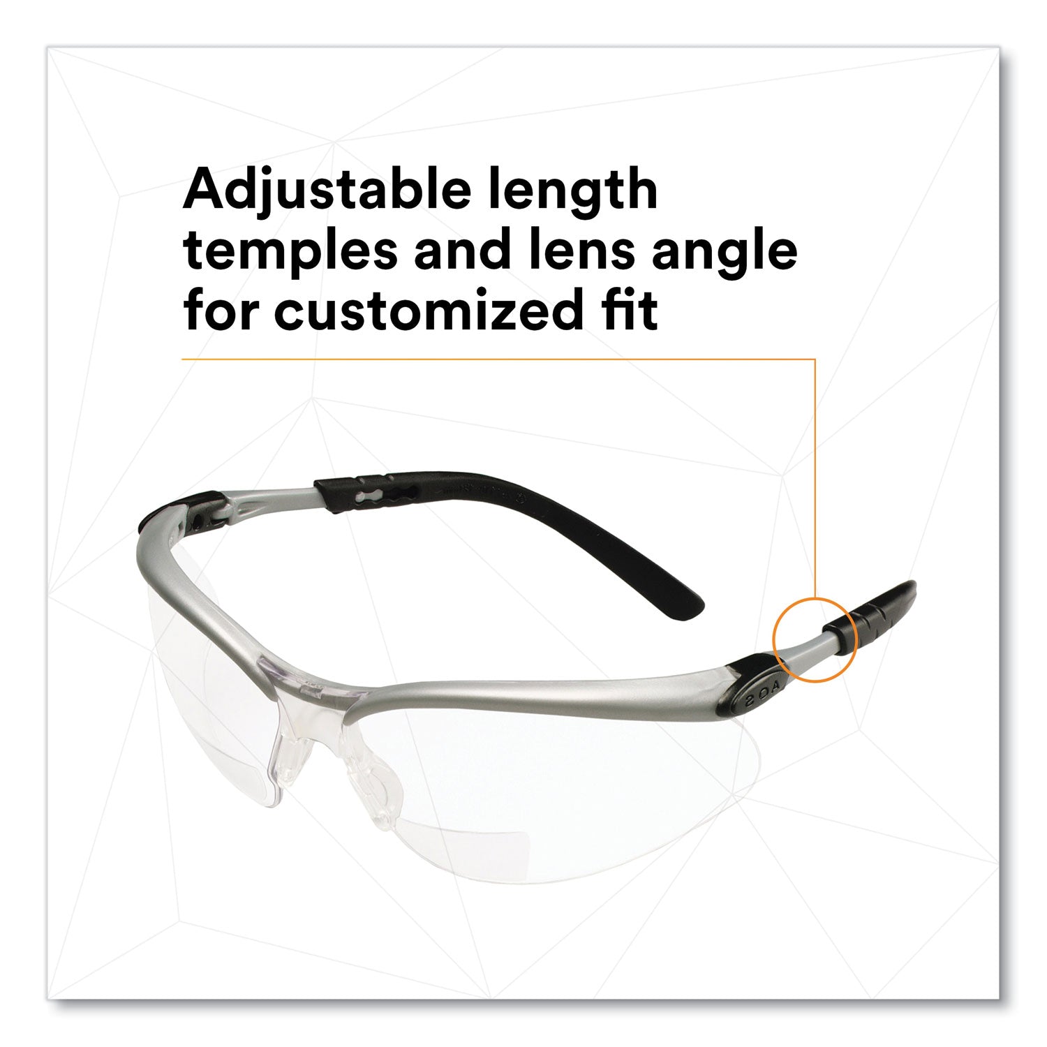 3M™ BX Magnifying Safety Glasses 2.5+ Diopter Strength - Silver/Black Frame with Clear Lens for Reading, Hobbies & Detailed Work - Perfect for Jewelry Making, Electronics Repair & Crafting