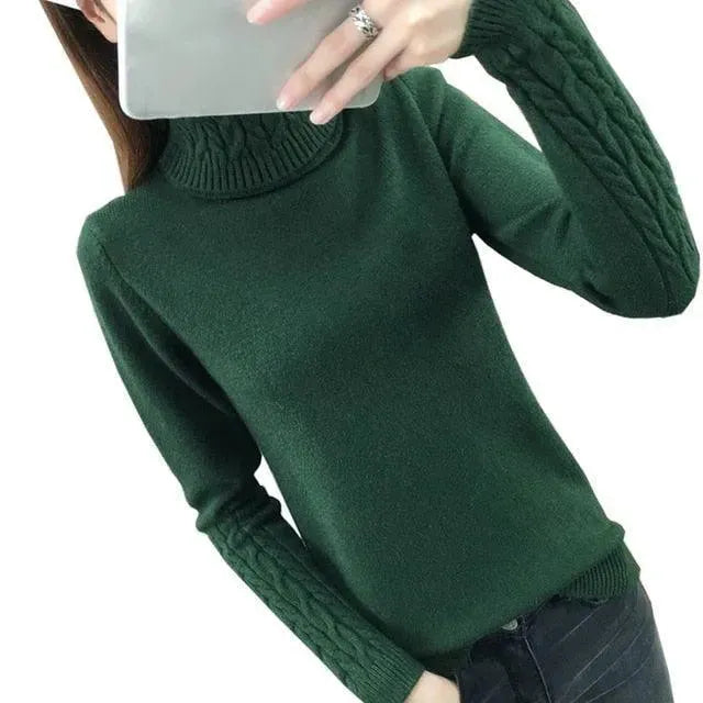 V-Neck Turtleneck Sweater for Women - Soft & Warm Winter Knit Pullover - Perfect for Office, Casual Outfits & Holiday Gatherings