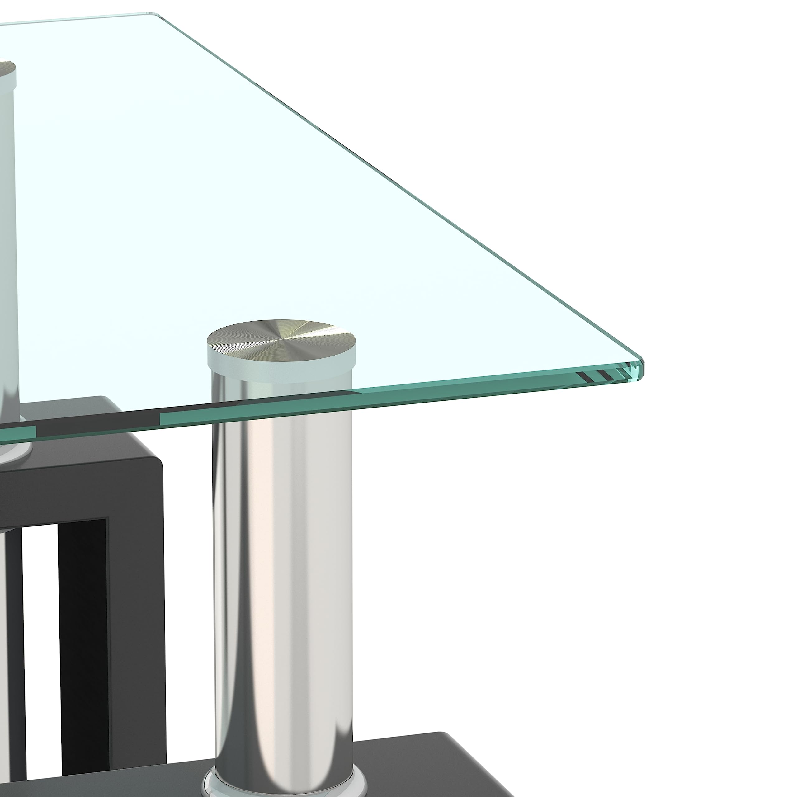 Modern Square Glass End Table with Sturdy Metal Legs - Small Coffee Table, Nightstand, or Bedside Table for Living Room & Bedroom - Perfect for Tea Time, Reading Nook, or Bedside Storage