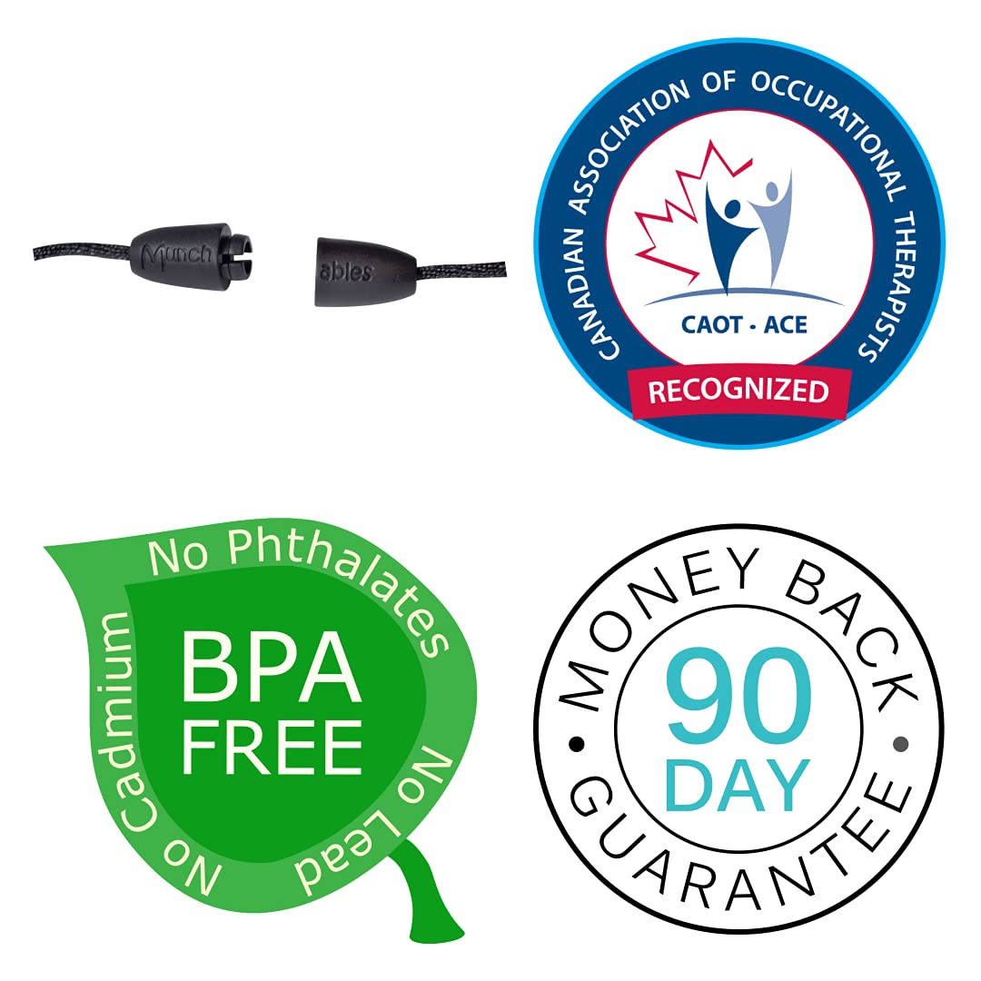 Munchables Infinity Sensory Chew Necklace for Adults & Teens - Anxiety Relief, ADHD, Autism - BPA-Free Chewable Jewelry (Charcoal Black) - Perfect for Fidgeting, Stress Relief & Sensory Stimulation