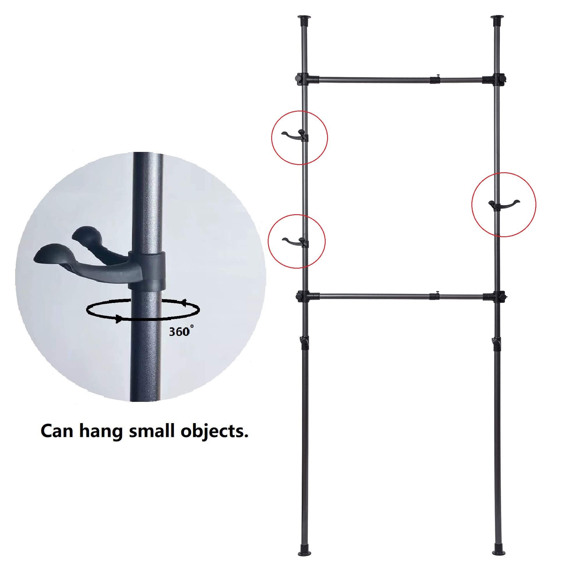 2-Tier Adjustable Clothing Rack - Freestanding Garment Closet Organizer with Telescopic Double Rod (47