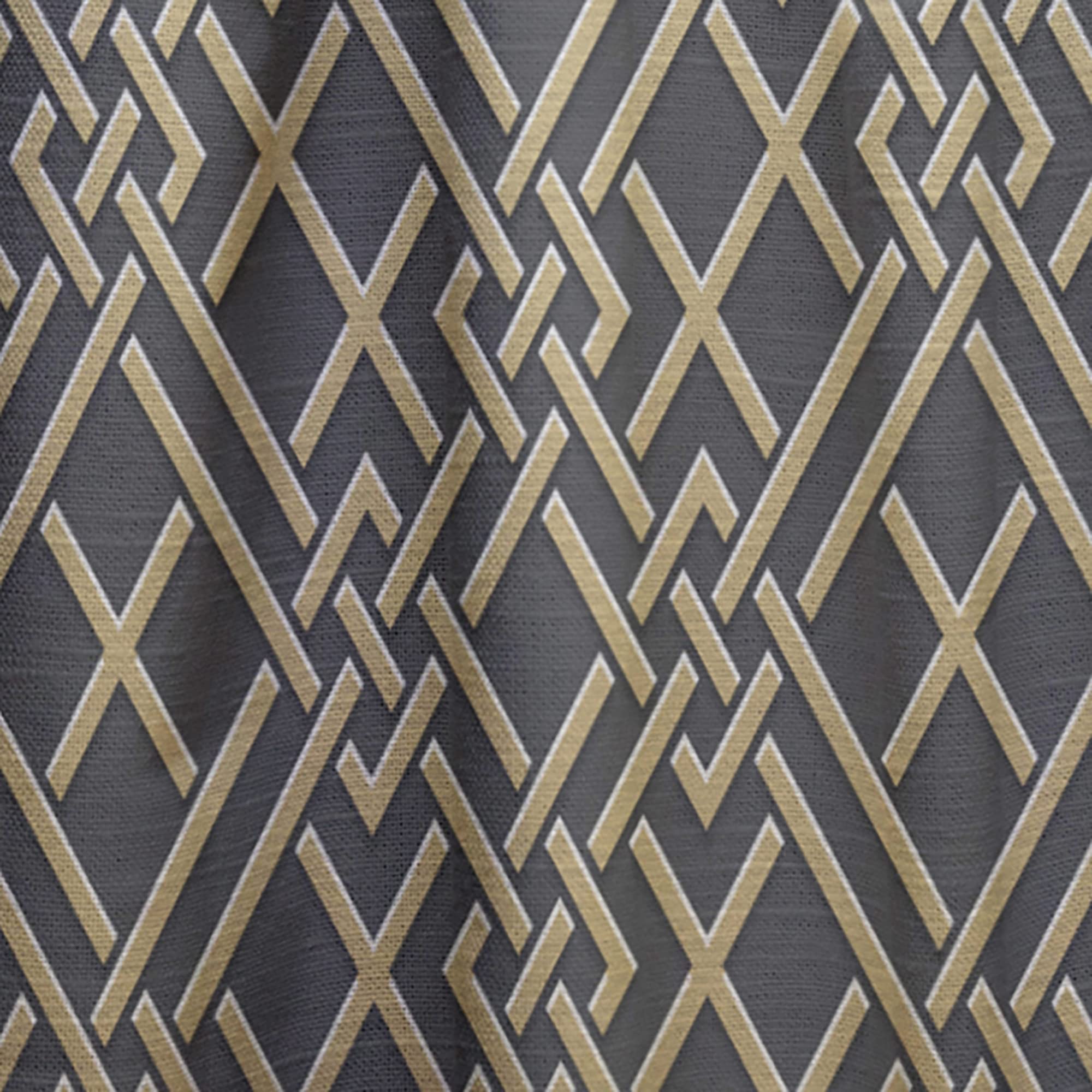 DesignQ Luxury Metallic Geometric Print Thermal Insulated Curtain Panel - 52x120 Inches - Gold Elegance for Bedroom & Living Room - Energy Saving & Blackout Drapes for Home Decor