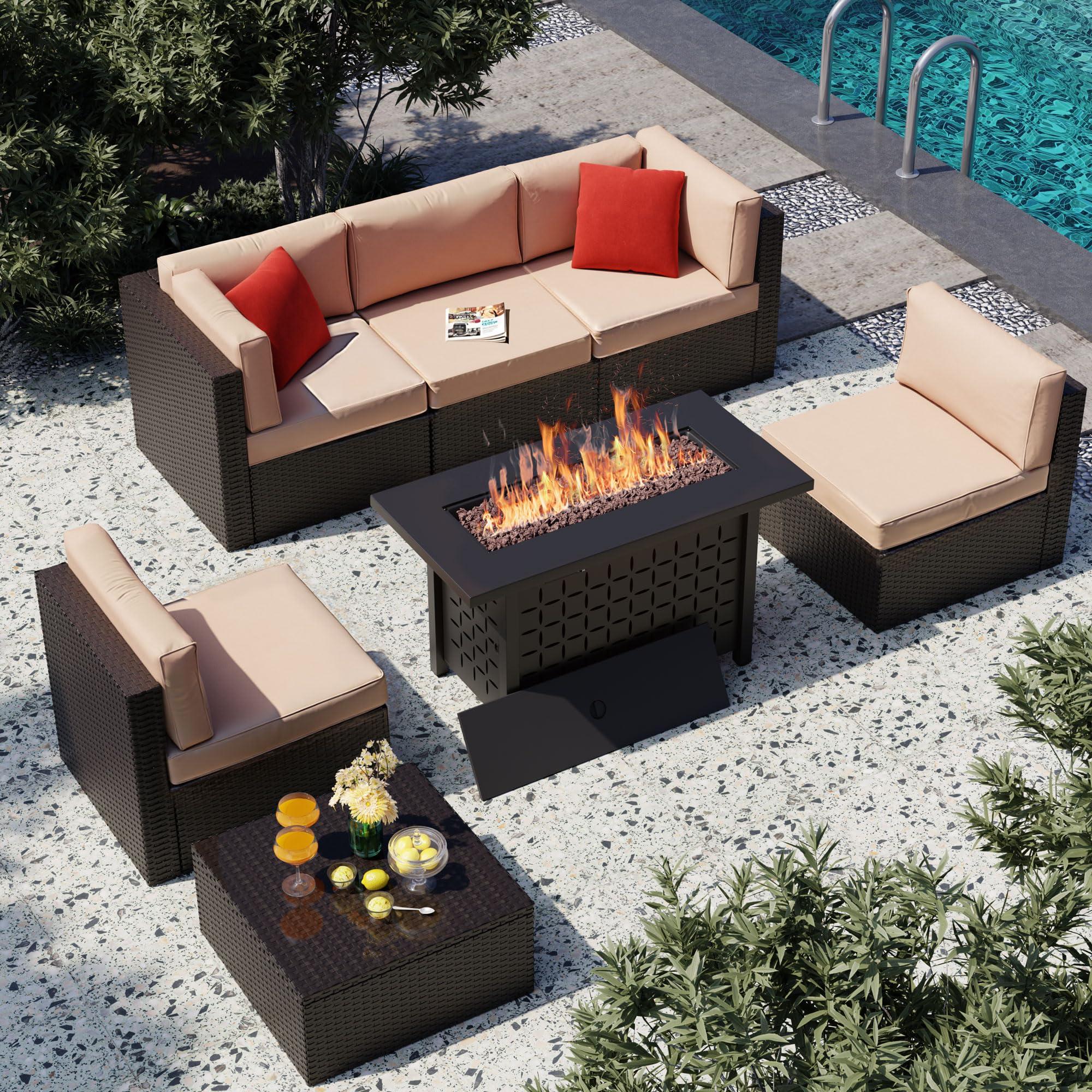 Vongrasig 7-Piece Outdoor Patio Furniture Set with 43