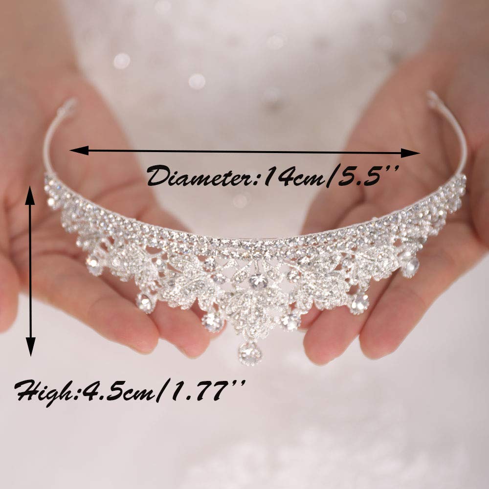 FXmimior Silver Beaded Bridal Wedding Crown Headband for Women - Crystal Tiara Hair Accessory | Perfect for Bridal Showers, Weddings, and Special Occasions