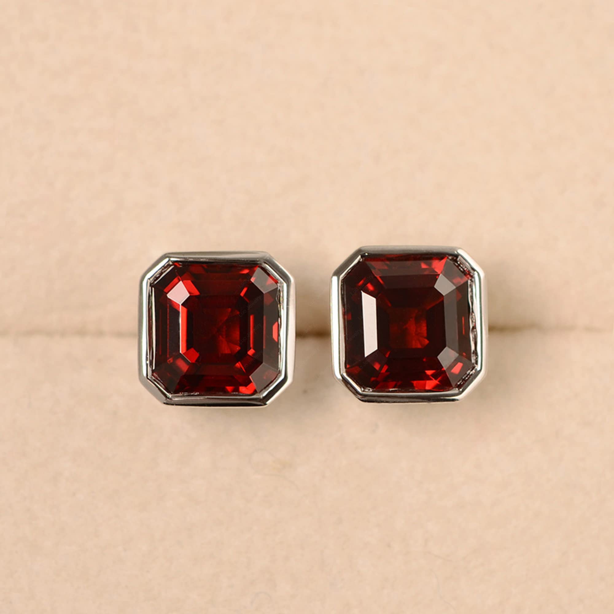 925 Sterling Silver Asscher Cut Garnet Stud Earrings for Women | Elegant Bridal Wedding Jewelry | Perfect for Engagement, Anniversary & Special Occasions