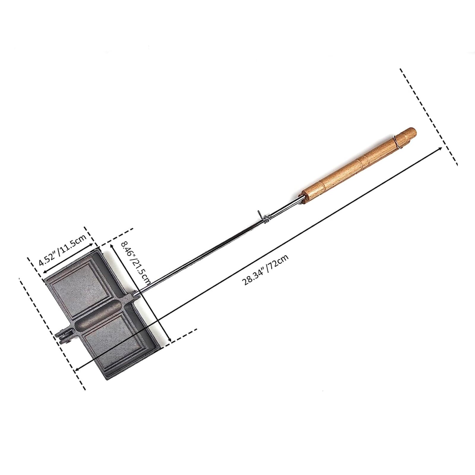 HAWOK Cast Iron Pie Iron Cooker - Sandwich Maker & Broiler with Detachable Handle for Camping, Picnics, and Outdoor Cooking - Perfect for Grilled Cheese, Pies, and More