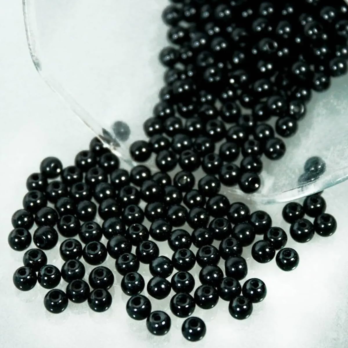 Premium Black Ceramic Beads for Jewelry Making - 900pcs Round Embroidery Beads (3-5mm Mixed Size) - Perfect for DIY Necklaces, Bracelets, and Handmade Crafts