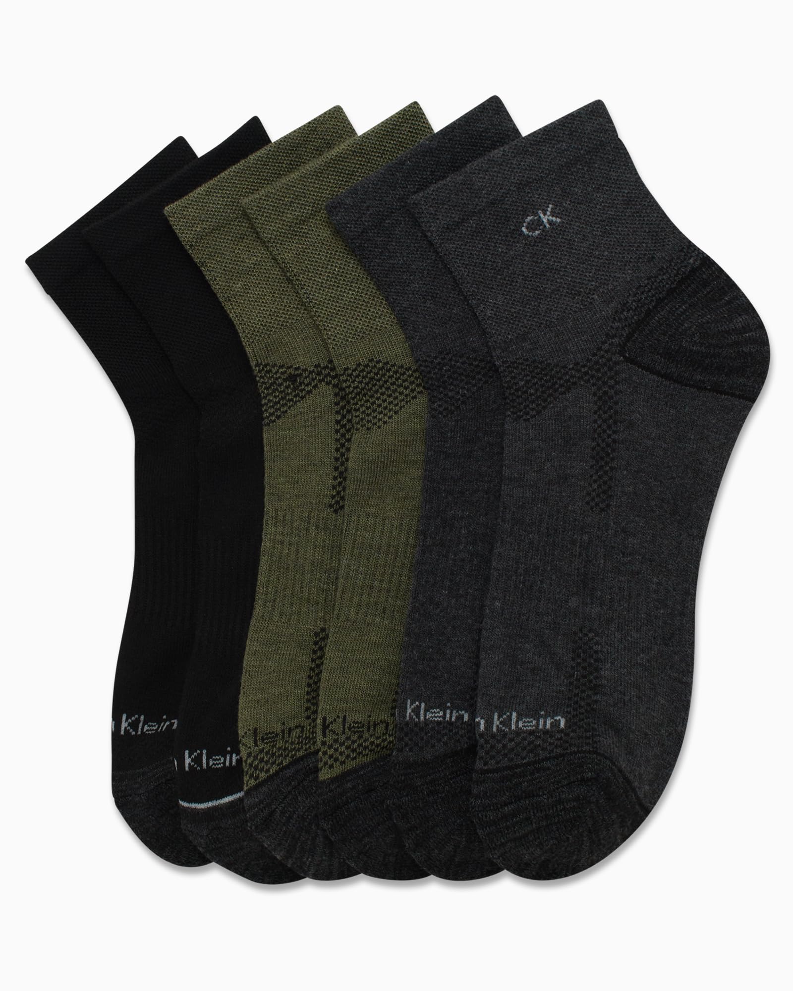 Calvin Klein Men's Quarter Socks 6-Pack - Soft Cushioned Athletic Ankle Socks for Men - Breathable Sports Socks for Running, Gym & Everyday Wear