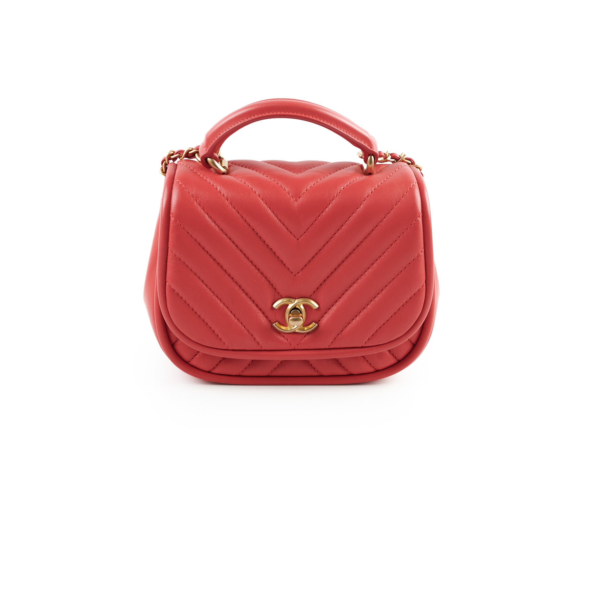 Chanel Lambskin Reverse Chevron Round Flap Bag - Luxury Designer Handbag for Women | Perfect for Evening Events, Parties & Special Occasions
