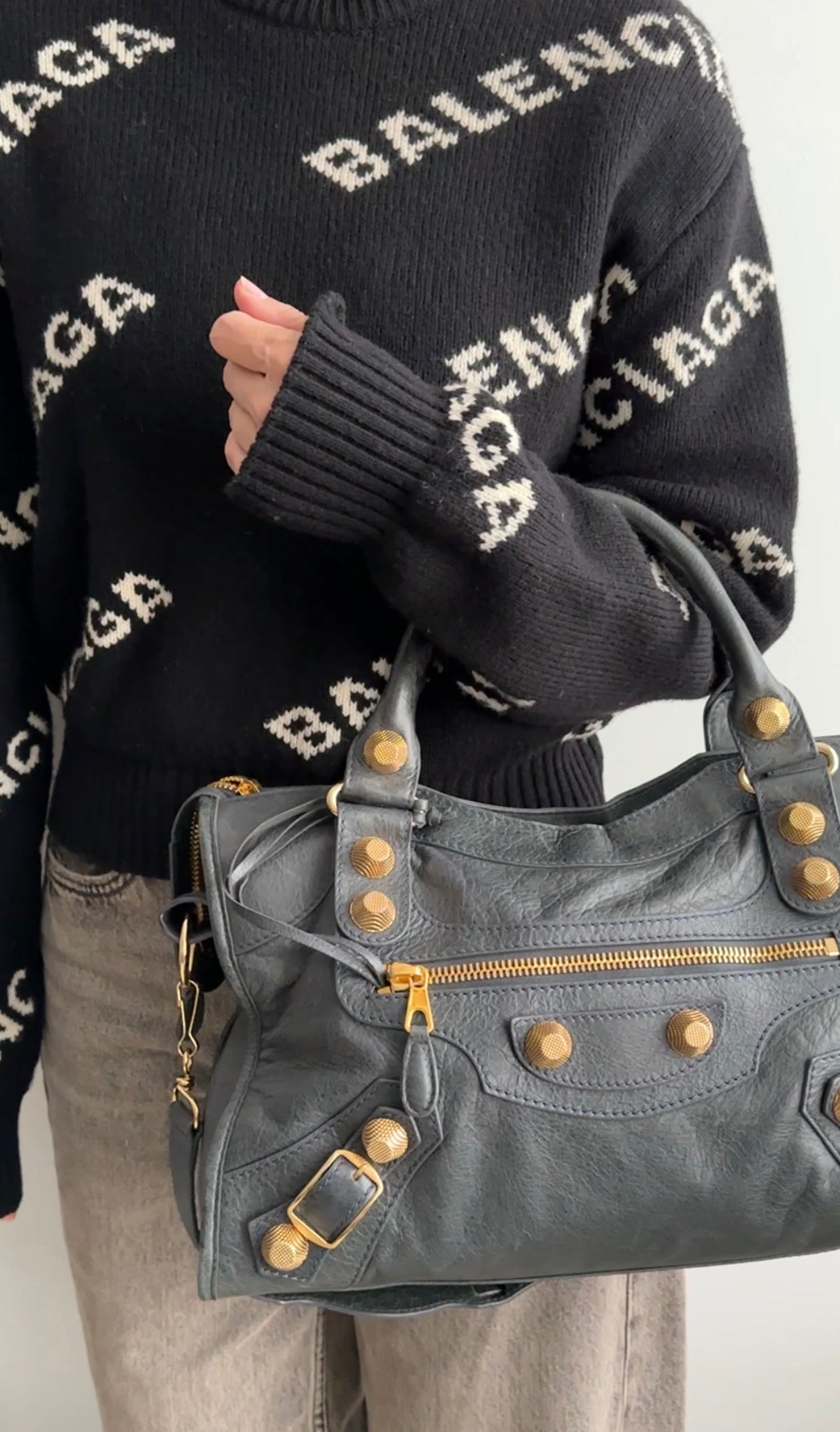 Balenciaga Black & White Knit Logo Crop Sweater for Women - Trendy Streetwear Fashion Top for Casual Outings & Night Out
