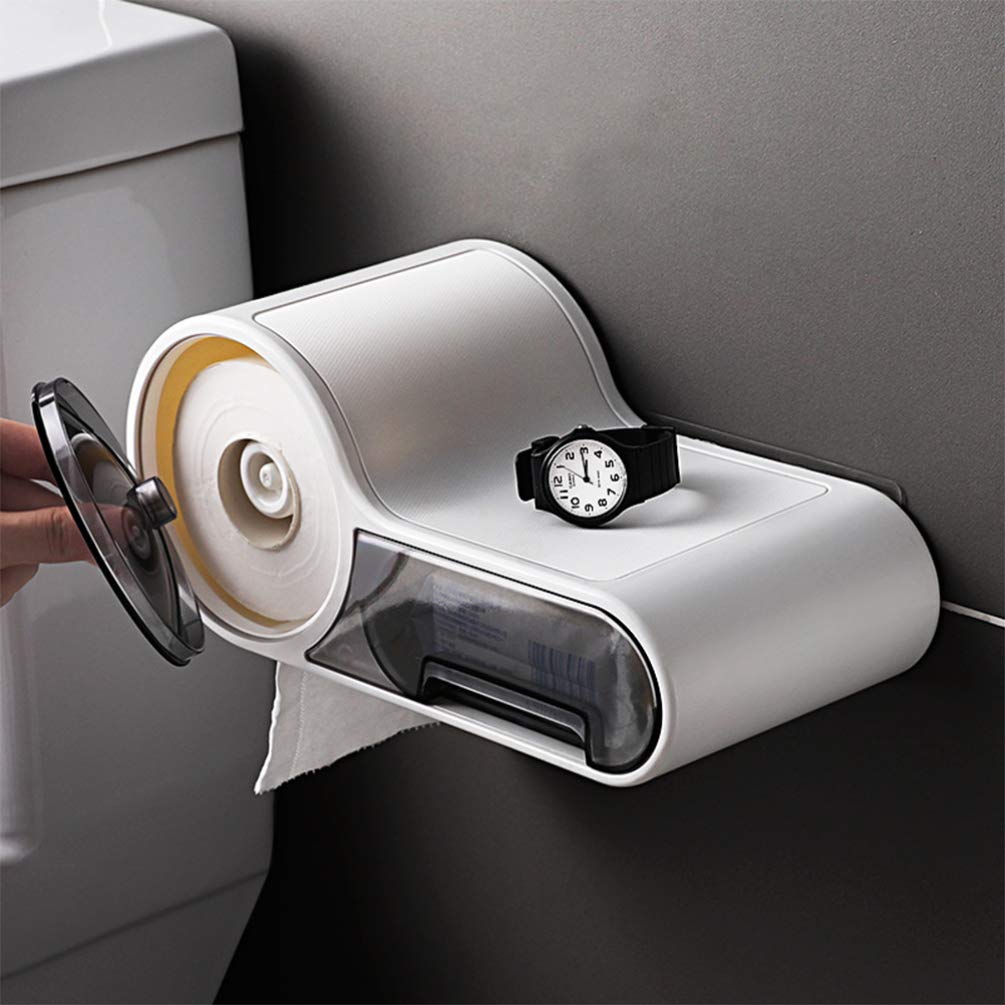 TOPBATHY Roll Coat Hanger Round Toilet Paper Holder & Storage Rack - White Suction Cup Bathroom Organizer for Paper Towels, Tissues & Home Essentials - Perfect for Small Spaces, Apartments & Bathroom Organization